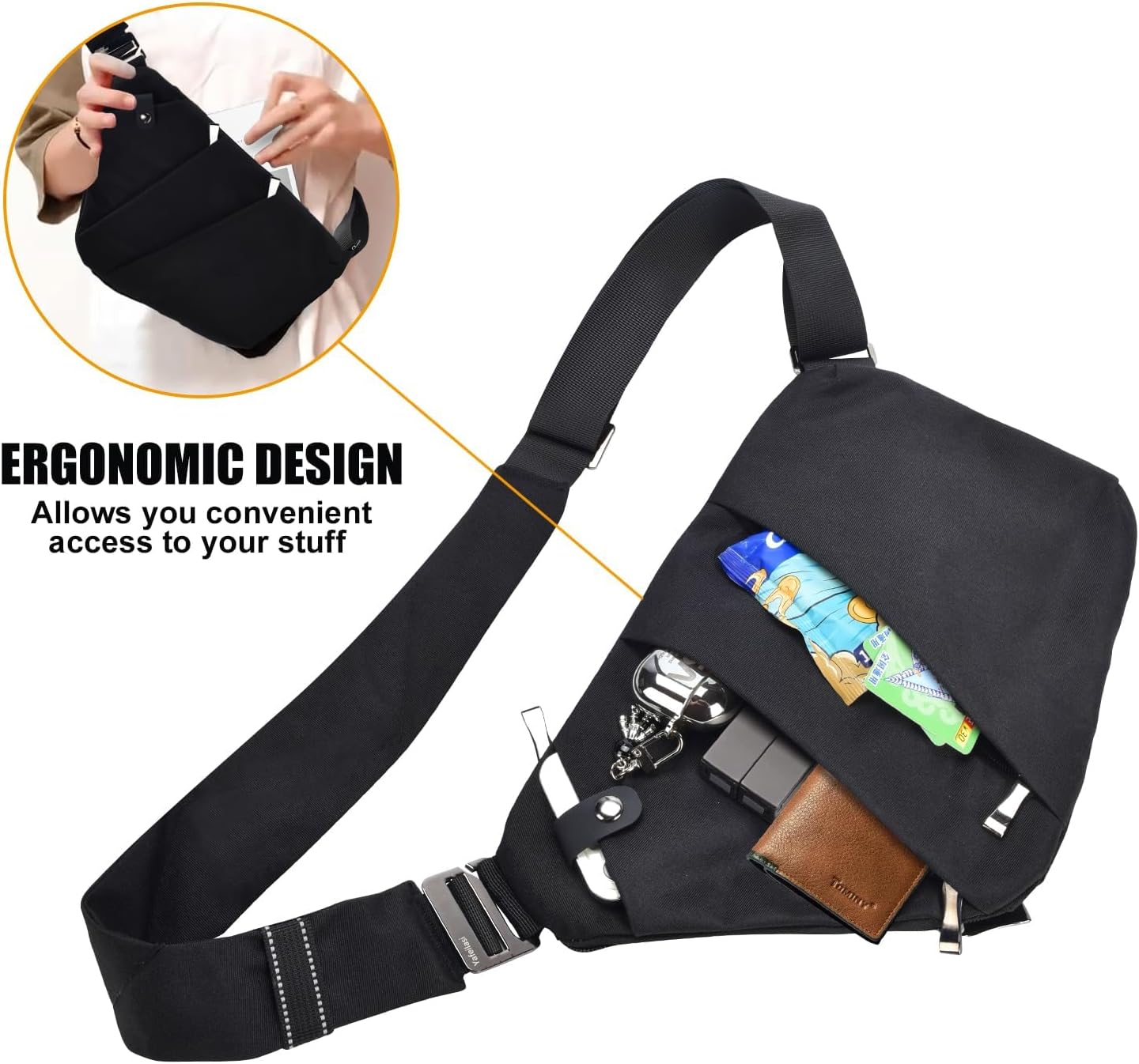 Multi-pocket Chest Bag, Anti-Theft Shoulder Bag, Waterproof Sling Crossbody Bag, for Men Bicycle Hiking Jogging - Image 5