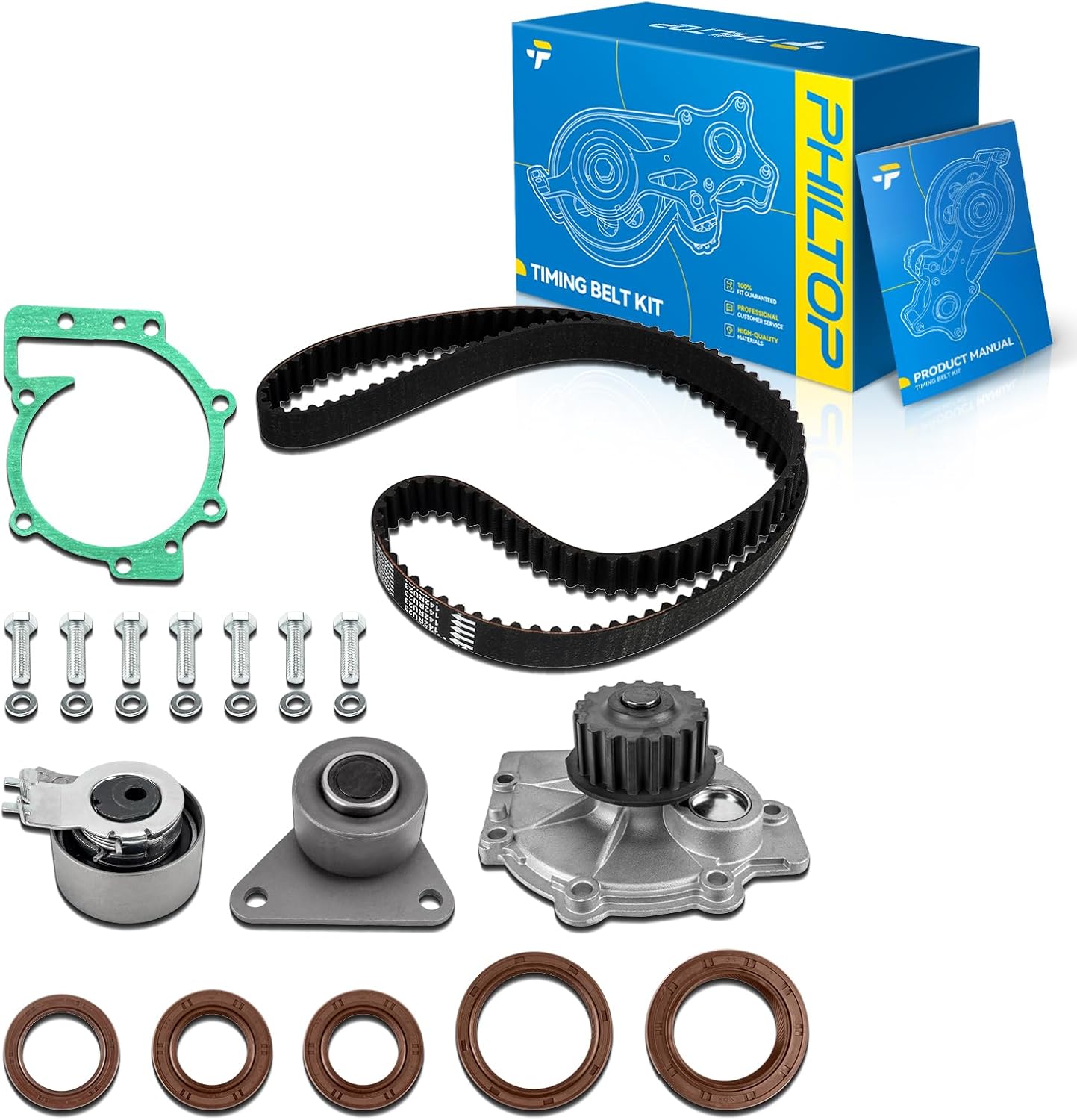 PHILTOP Timing Belt Kit with Water Pump, Compatible with Volvo S60 2001-2009 and Volvo V70 1998-2010, Compatible with(See Discription)