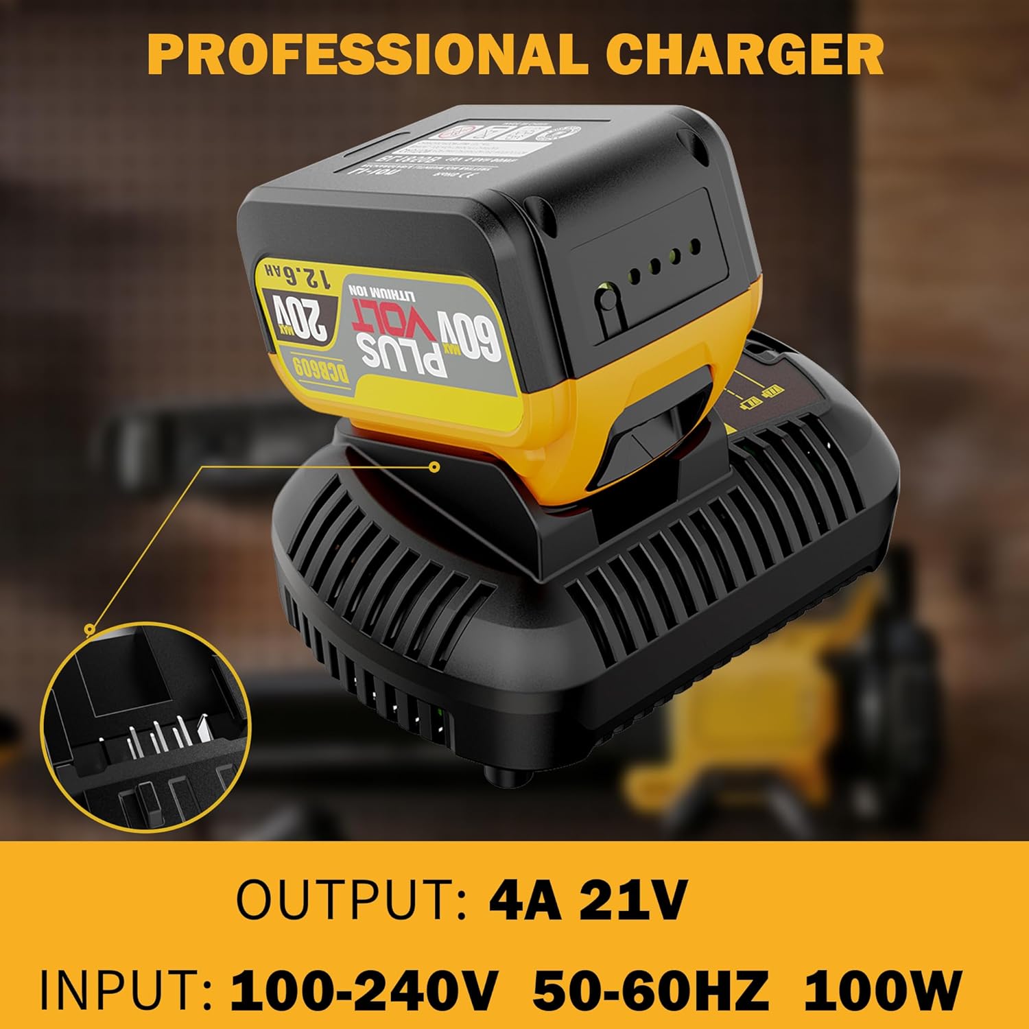 12.6Ah 20V/60V FLEX MAX Compatible with Dewalt Lithium Ion Battery and Charge Combo, with High Capacity Batteries 60 Volt Baterías DCB606 DCB609 DCB612 DCB615(2 Pack MAX 12.6Amp 60Volt Combo)