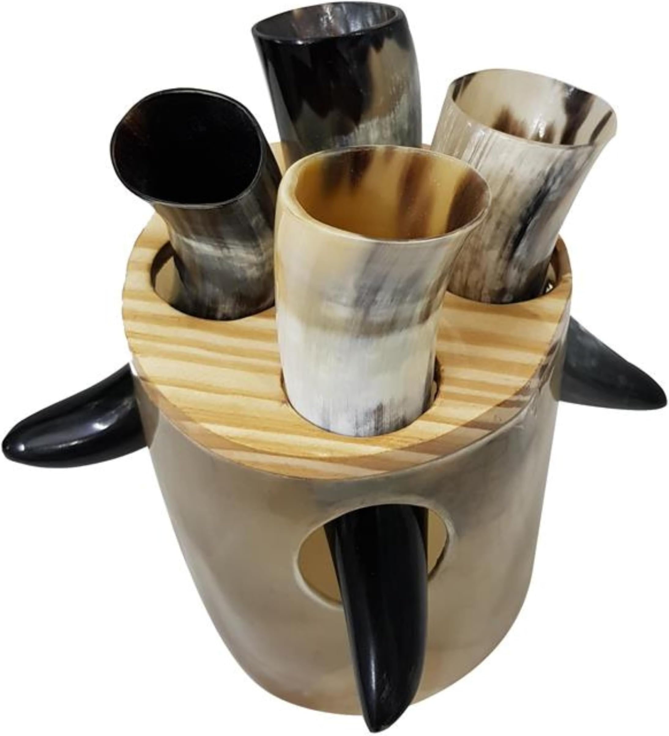 Handcrafted Viking Drinking Horn with Stand Authentic Ceremonial Mead Ale Glass Traditional Norse Beer Drinking Vessels set
