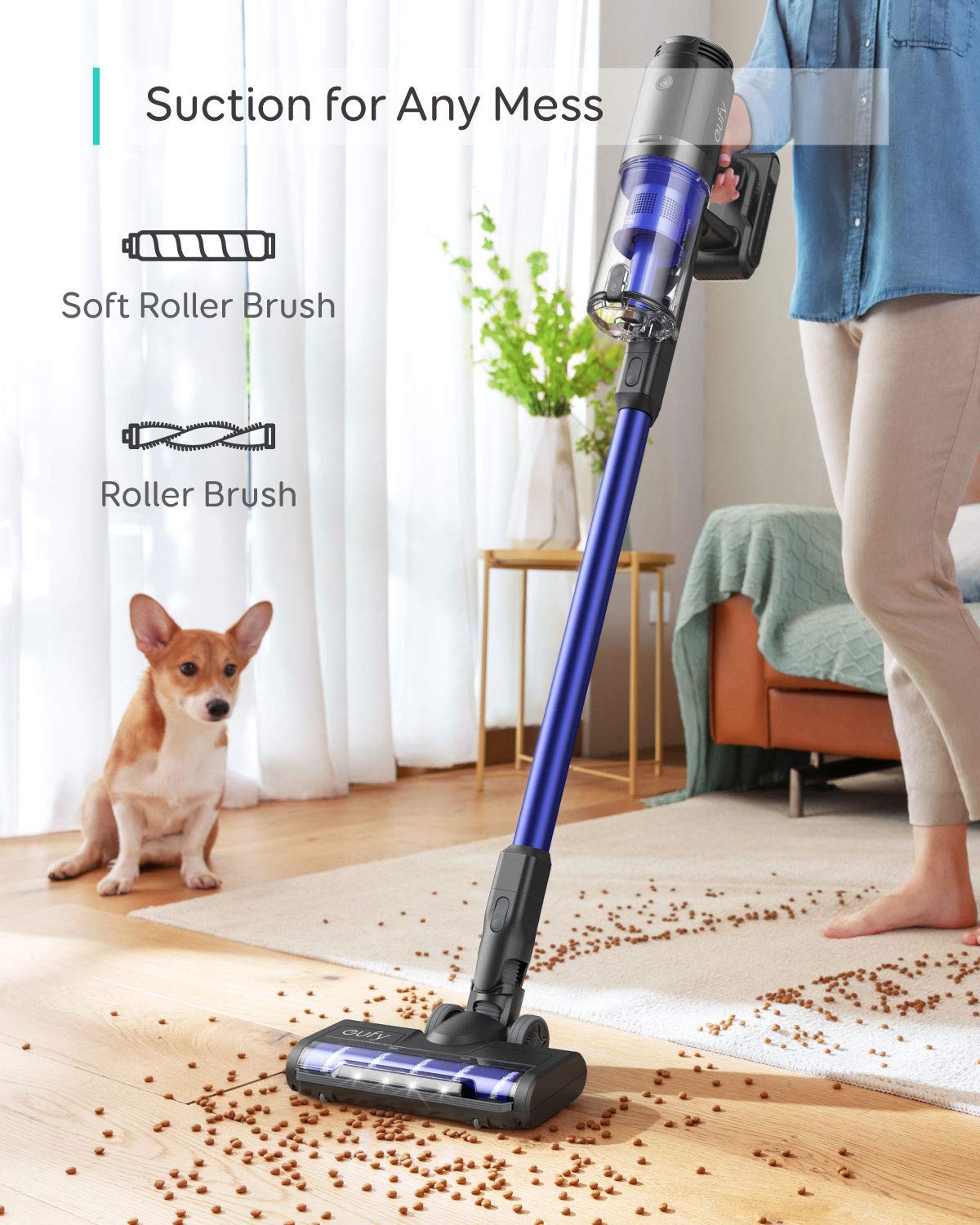 eufy by Anker, HomeVac S11 Infinity, kabelloser Stabstaubsauger, federleicht & kompakt, 120AW Saugkraft, Abnehmbarer Akku, ideal für Teppiche und Hartböden (Schwarz) (Generalüberholt)