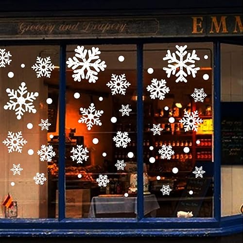 Miniatura 7 de 110 calcomanías extra grandes de copo de nieve para ventana de vidrio gigante blanco copo de nieve decoración de copos de nieve de Navidad