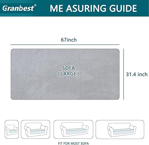 Miniatura 7 de Granbest Fundas de cojín gruesas y súper suaves para sofá de 3 plazas, funda de cojín antideslizante para sofá de 3 plazas, funda de cojín para