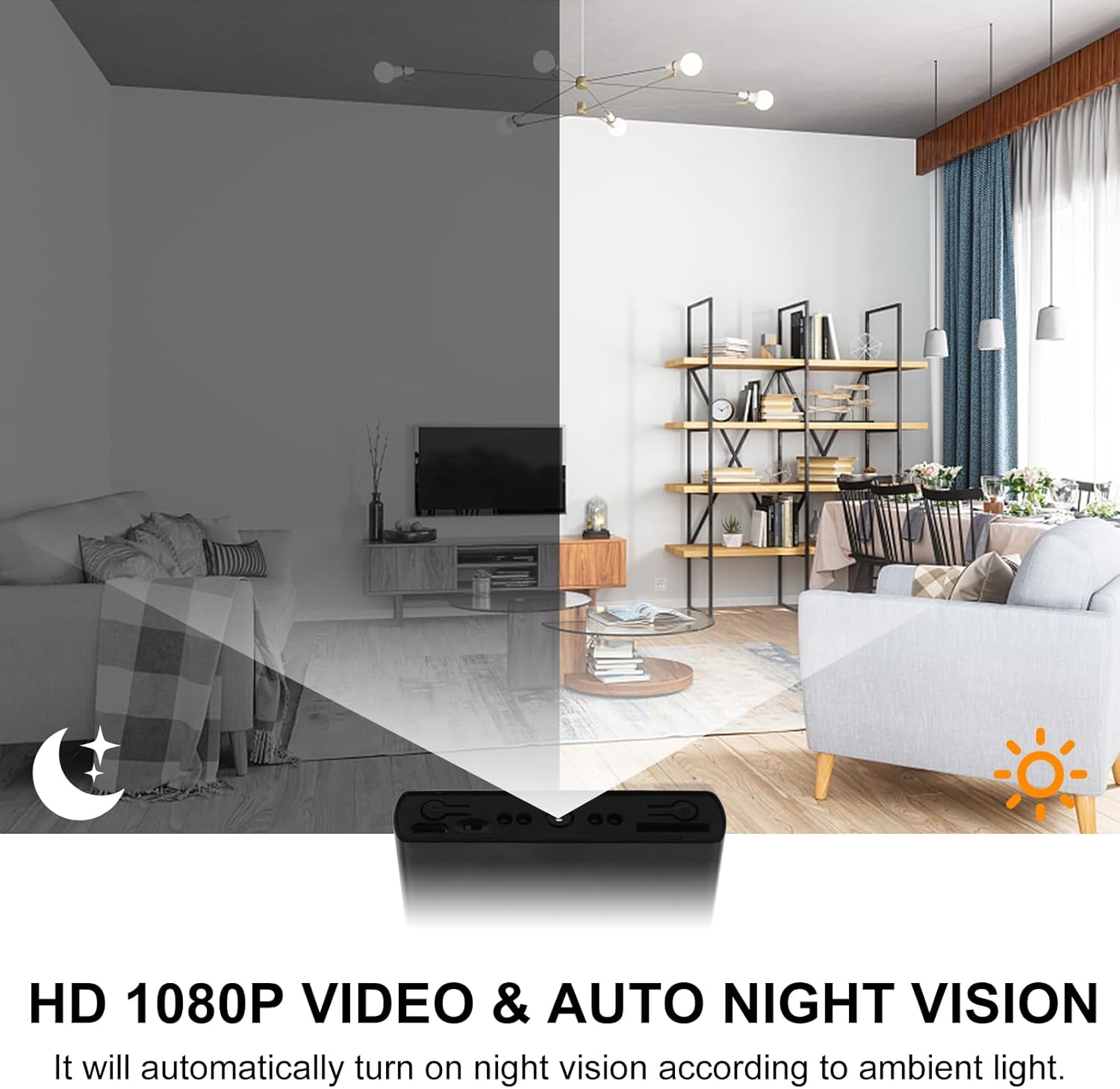 Hidden Camera Nanny cam 1080P HD Portable Video Camera with Motion Detection & Night Vision, No WiFi, Loop Recording Mini Camera for Home Office Outdoor (No Audio)