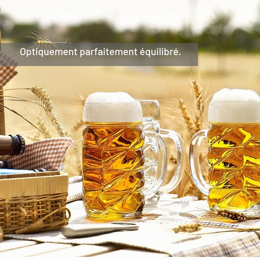 Stölzle Lausitz – Diamond chope à bière 1l - 6 pièces/chope de biere 1l / chope biere d'Allemagne/verres à bière