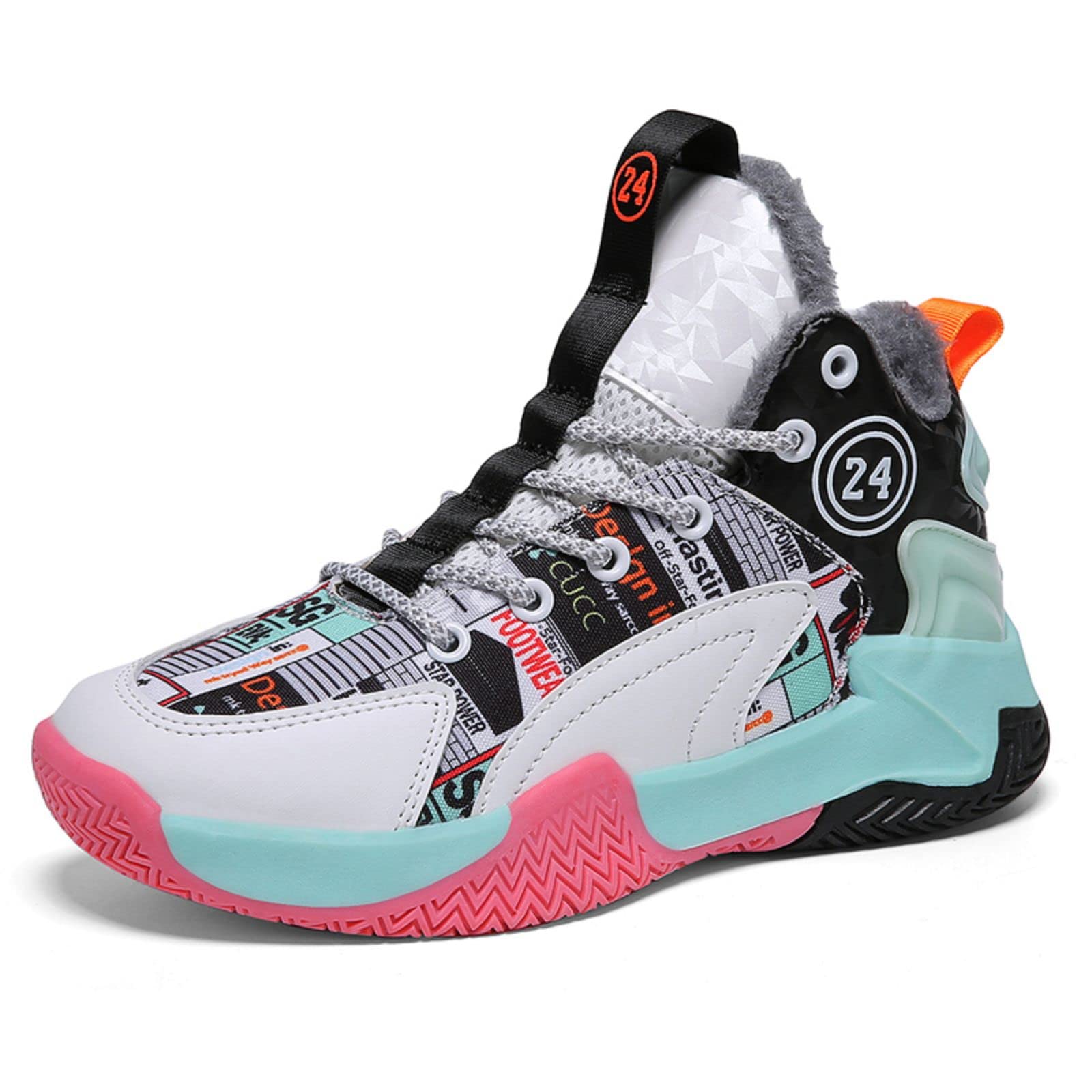 Ucilxi Warm Plush Fashion Anti-Skid wear-Resistant Sports Basketball Shoes White