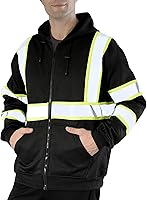 Vista 99 de sesafety Sudadera de seguridad de alta visibilidad para hombre, sudadera con capucha reflectante con cremallera clase 3, sudadera con capucha