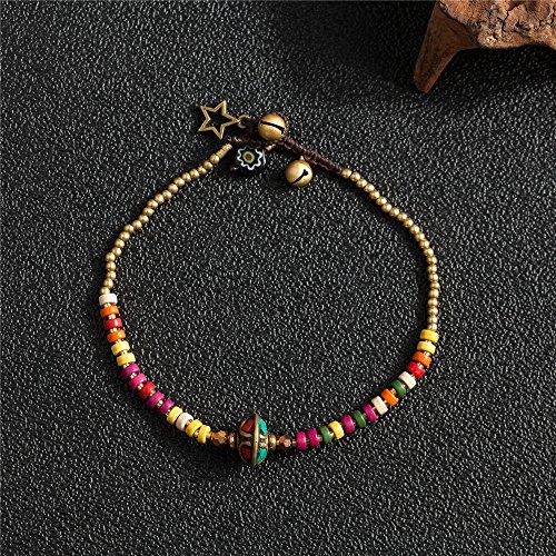 Image of kelistom Bohemian Ankle Bracelets for Women Handmade Natural Stone Beaded Chain Anklet