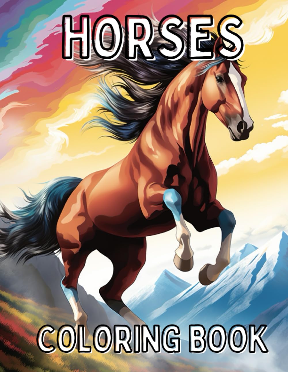 Horses Coloring Book: Vibrant Horses - A Captivating Horse Coloring Book for Kids and Adults - Unleash Your Creativity and Relax with Beautiful Equine Designs