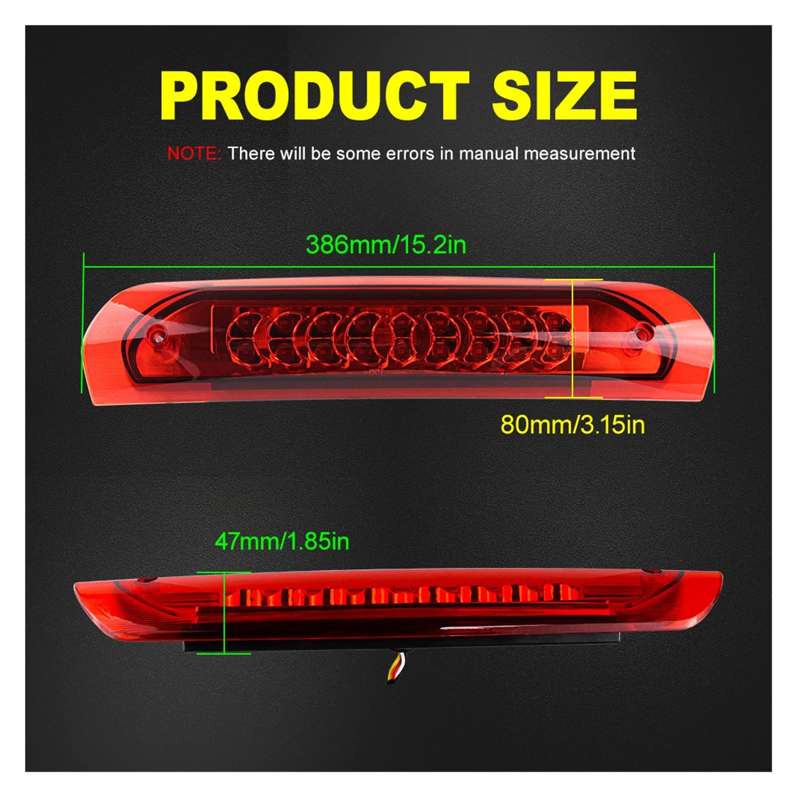 LUCE Targa Barracuda Faro LED Terza Luce Di Stop Posteriore Per Ram 1500 2500 3500 (2002-2009) - Lampada Carico Dr 3400