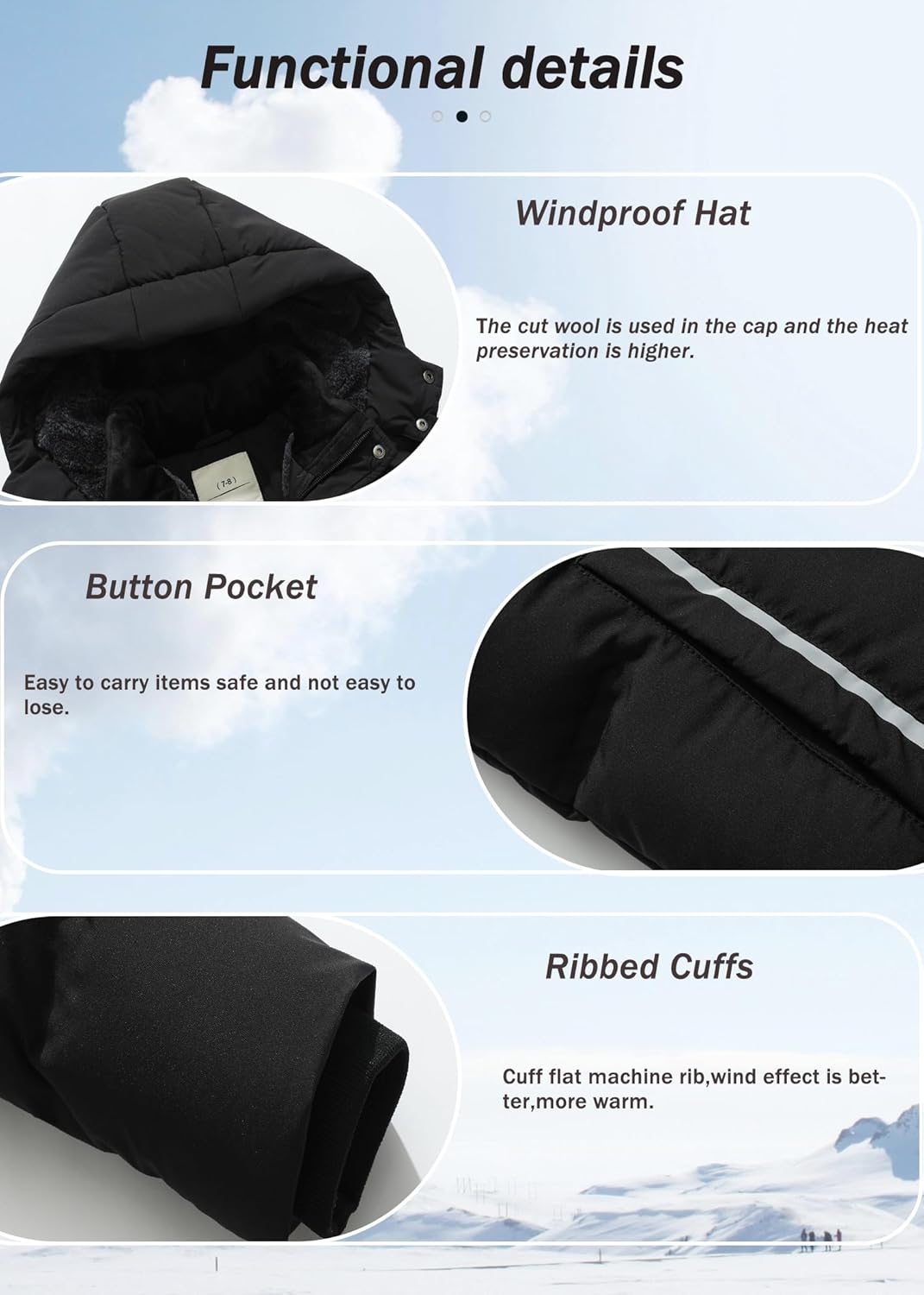 BYLESIN Kids Boy's Waterproof Puffer Cotton Jacket Warm Fleece Lined Down Coat Thick Hooded Winter Coat - Image 7