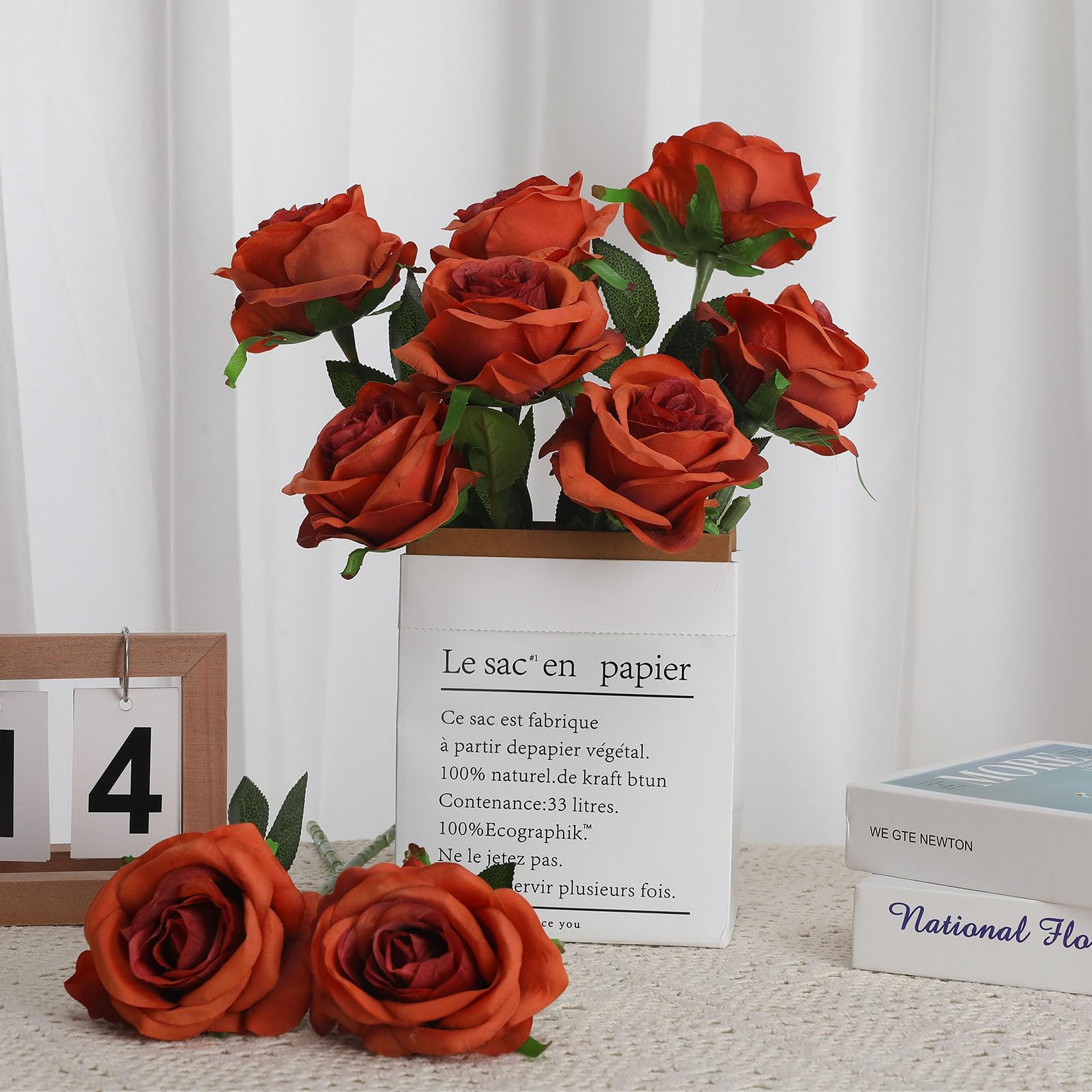 Tifuly Orange Fake Roses Artificial Flowers - Image 3