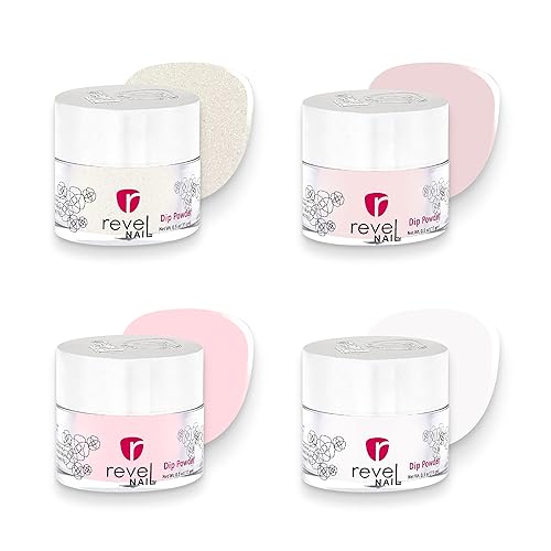 Revel Nail Polvo de inmersión Esmalte de uñas en polvo rosa francés, polvo de inmersión resistente a las virutas con vitamina E y calcio, manicura