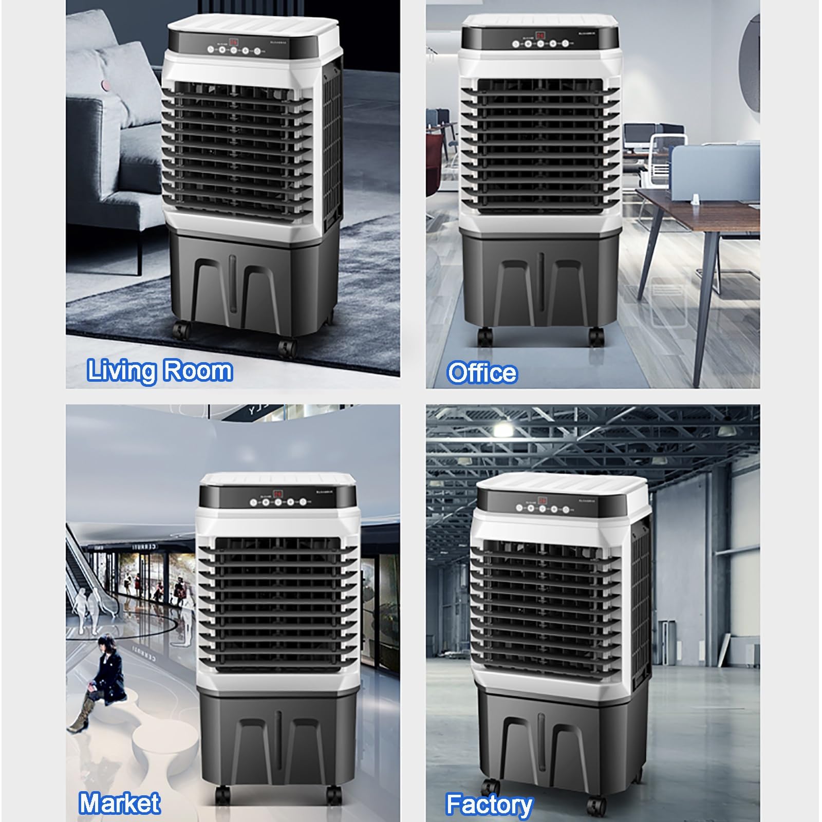 40 l chłodnica wyparna, przenośny klimatyzator/wentylator/nawilżacz powietrza z 3 trybami/prędkościami, oscylacja 120°, 4 bloki lodu do użytku wewnątrz i na zewnątrz (Co