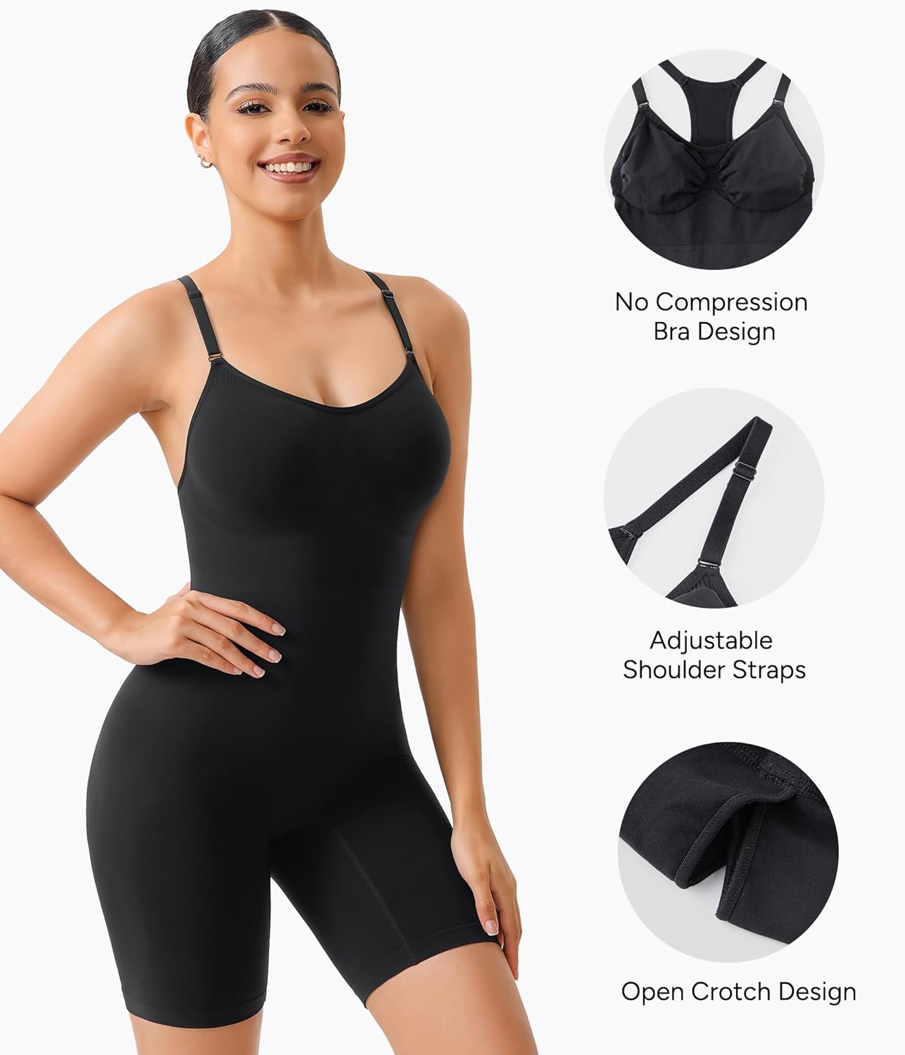 Nebility Shapewear Bodysuit for Women Tummy Control Body Suits Racerback Full Body Shaper Faja Seamless Butt Lifter - Image 3