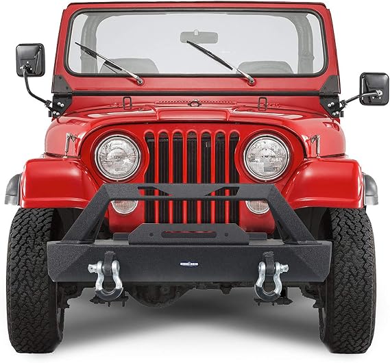 Hooke Road for 76-86 Jeep CJ Front and Rear Bumper Combo for Jeep Wrangler CJ 1976-1986 (CJ7) Solid Steel Stubby Bumper
