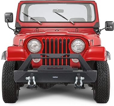 Hooke Road for 76-86 Jeep CJ Front and Rear Bumper Combo for Jeep Wrangler CJ 1976-1986 (CJ7) Solid Steel Stubby Bumper