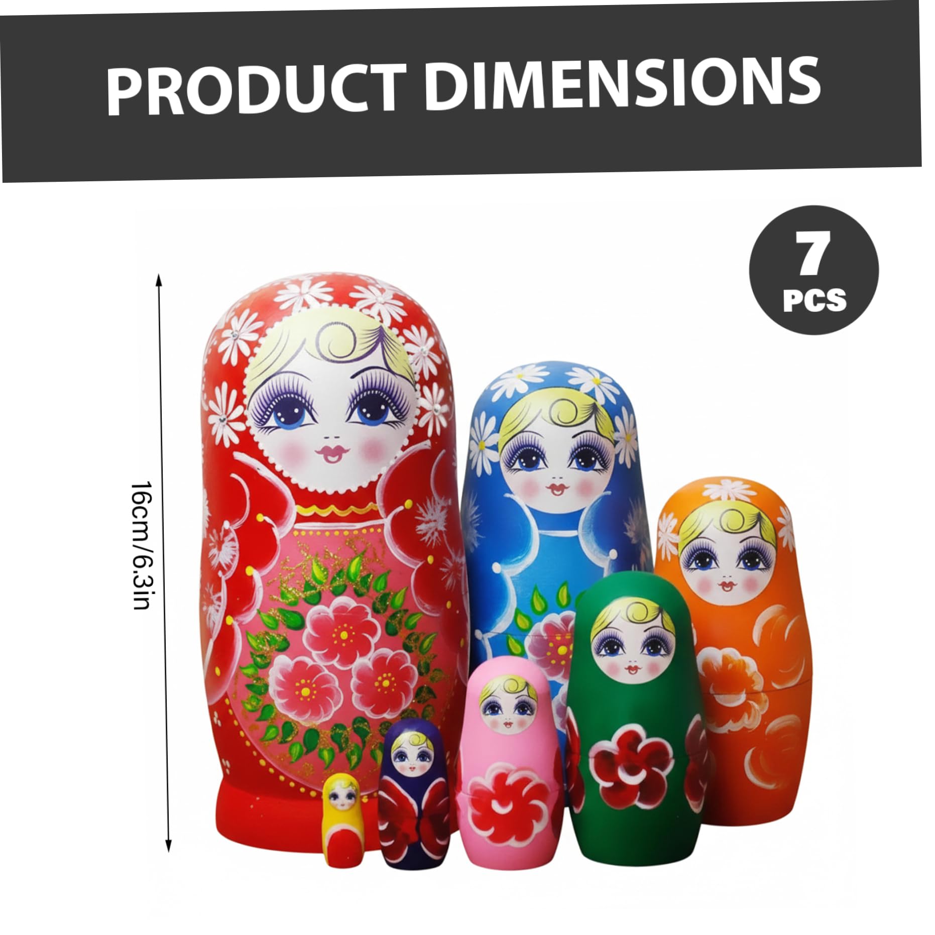 Lot de 7 poupées gigognes Russes en Bois Matryoshka imprimé Tournesol, Jouet décoratif pour Enfants et Adultes collectionneurs