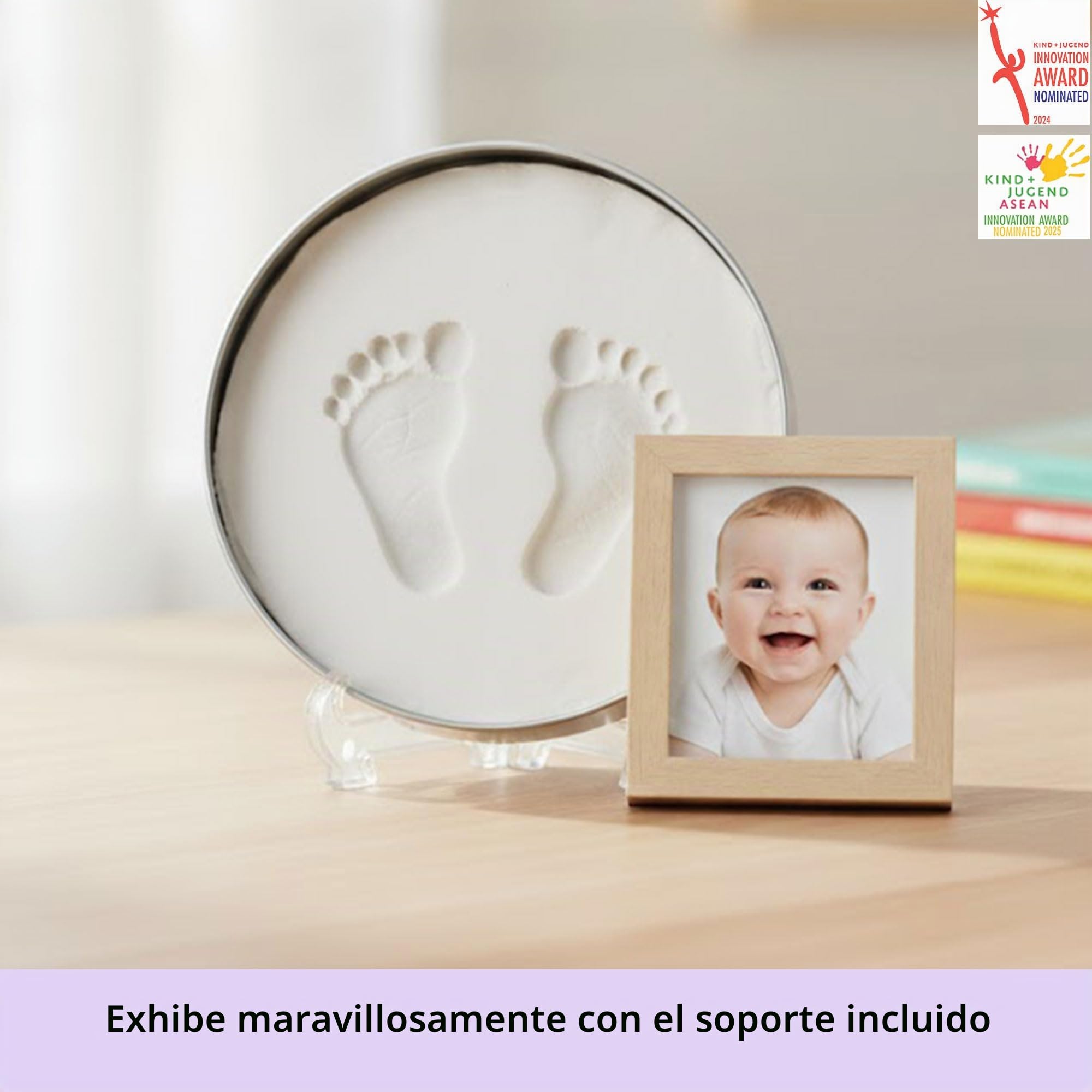 Dooky Happy Hands 2D Handprint Set para recordar la mano o la huella de un bebé (en una práctica caja de aluminio, que incluye pasta de modelar respetuosa con la piel y caja de aluminio)