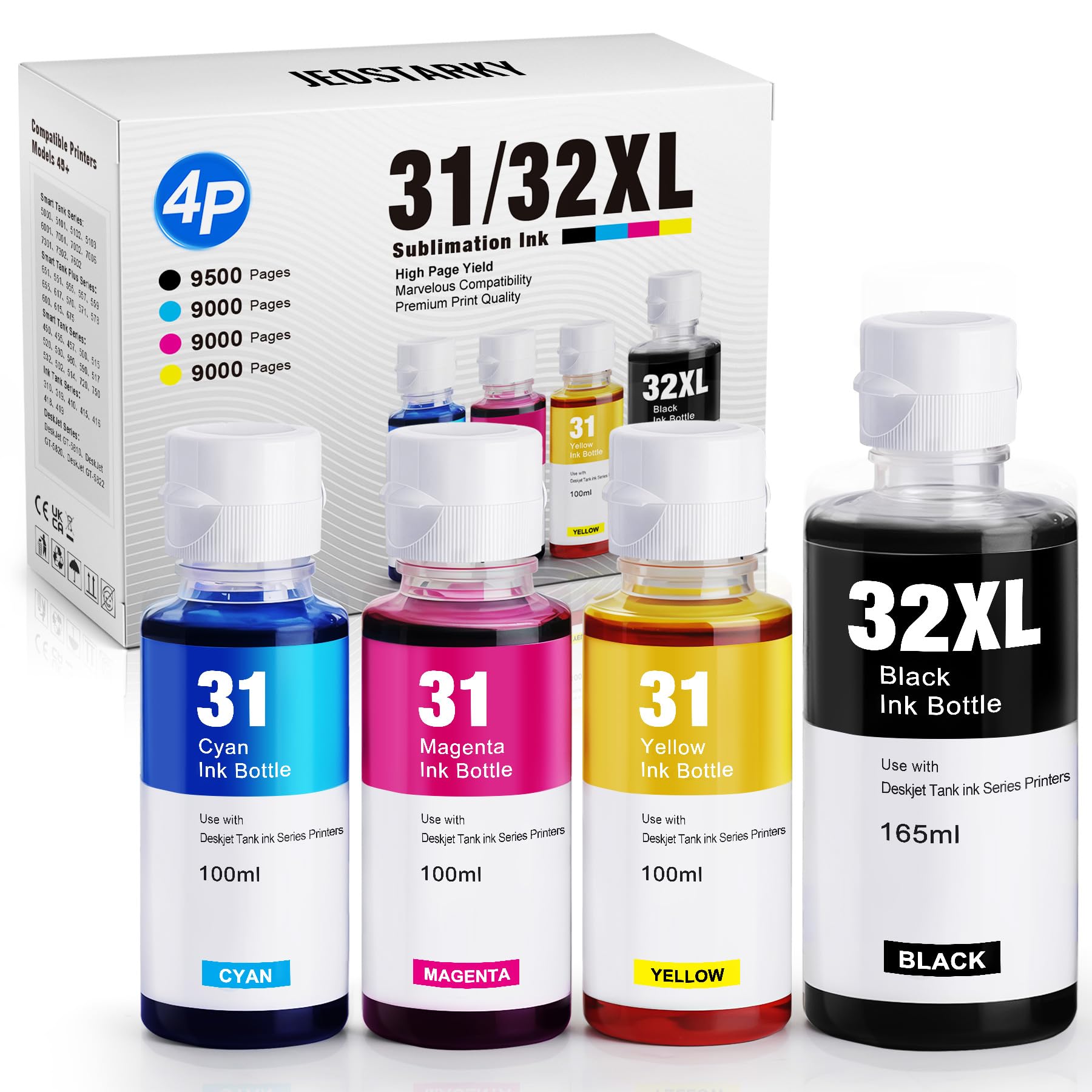 High Yield Printer Ink PYYAN-Jeoskarky Compatible For HP 31xl Color HP ...