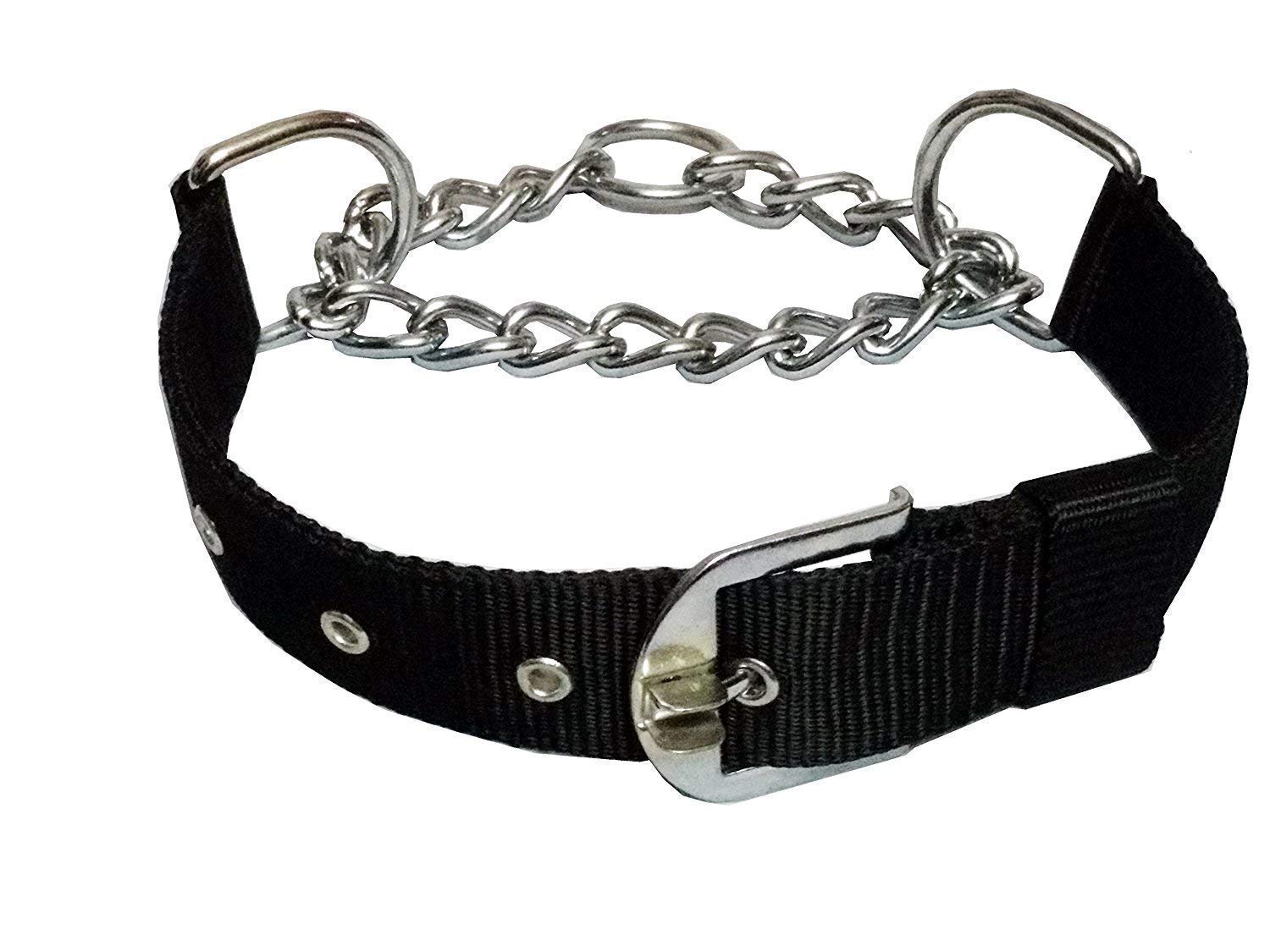 RvPaws Dog Choke Pet Nylon Half Chain Collar Half Choker Stainless Steel Dogs Collars (Width - 1 Inch, Neck Size 20" to 24" Inch) for Medium & Large Breed Dogs - Black Color (B09QL29JVQ) Amazon Price History, Amazon Price Tracker