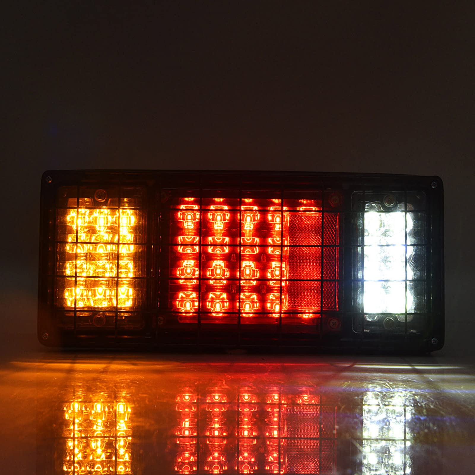 2 Stück LED LKW-Anhänger-Rückleuchten-Bar Kit 40 LED Wasserdicht Blinker Bremslicht Laufen Rückfahrlicht mit Eisen-Netz-Schutz 5 Drähte 10-30 V für LKW, Boot, Anhänger