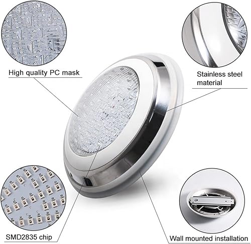 Miniatura 4 de Luz LED de piscina de acero inoxidable IP68 impermeable 12V al aire libre RGB luz subacuática estanque LED Piscina Luz Lámparas sumergibles (color