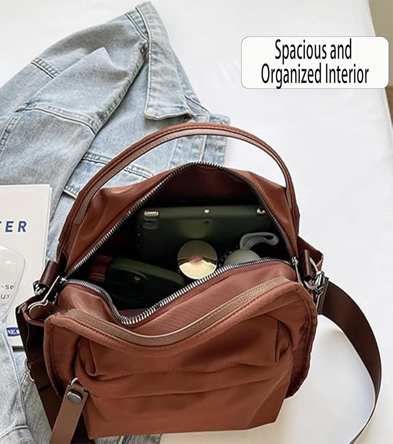 Women Shoulder Bag, Crossbody Shoulder Bag, Women's Casual Solid Color Zipper Crossbody Bags, Large Capacity