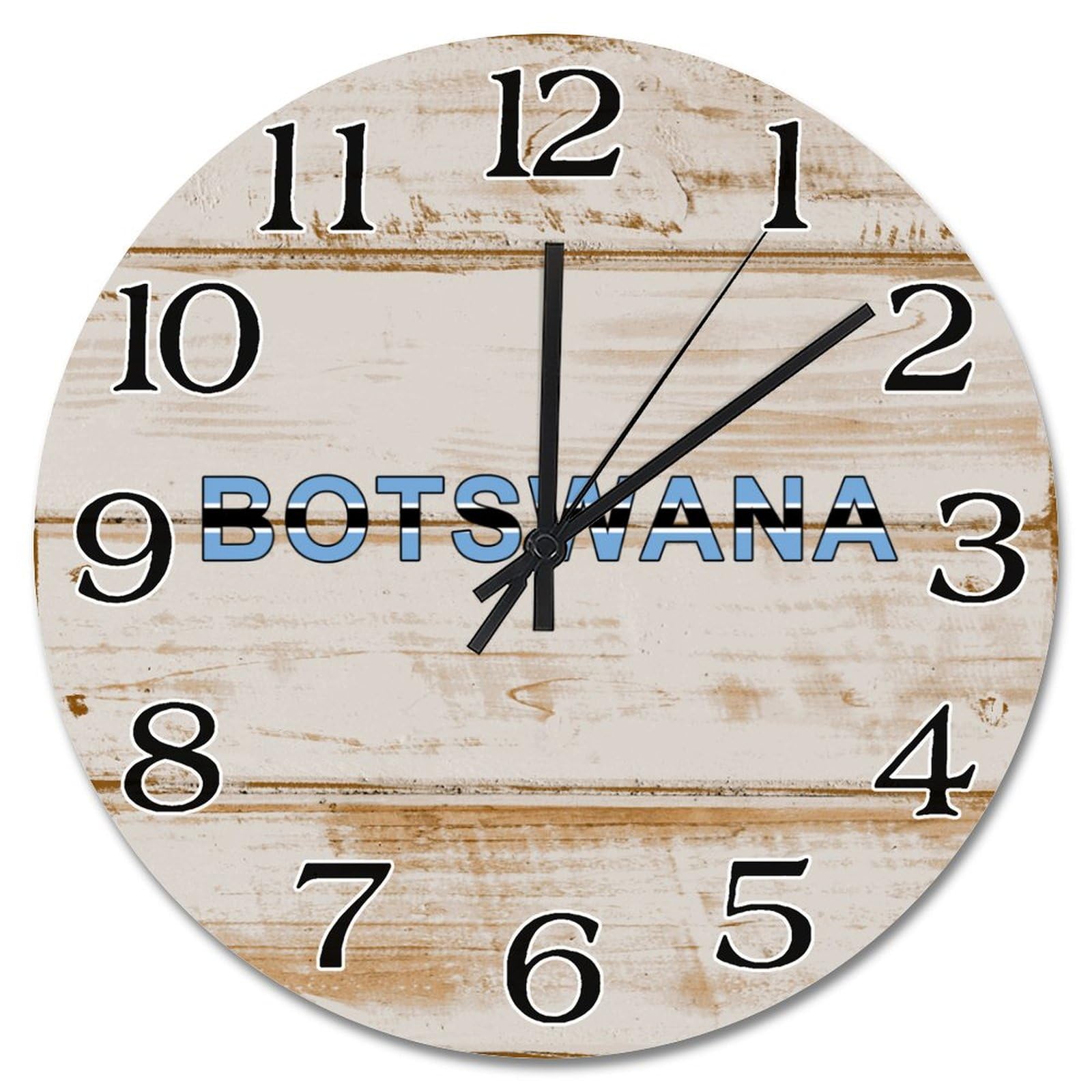 Horloge murale drapeau Botswana vintage 38 cm silencieuse à piles