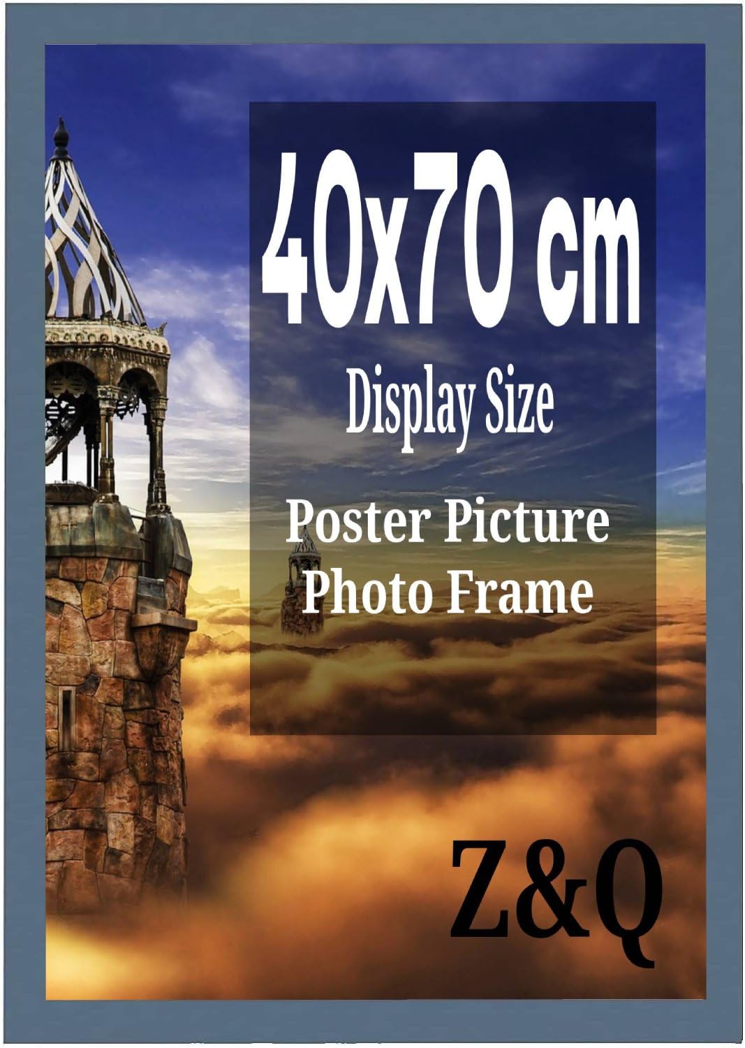 Modern Dark Grey 40 x 70 cm Poster Frame Crystal Clear Aclyic Front Picture Photo Frame 70x40cm MDF Backing With Both Ways Hanging Hooks - Home Office Use