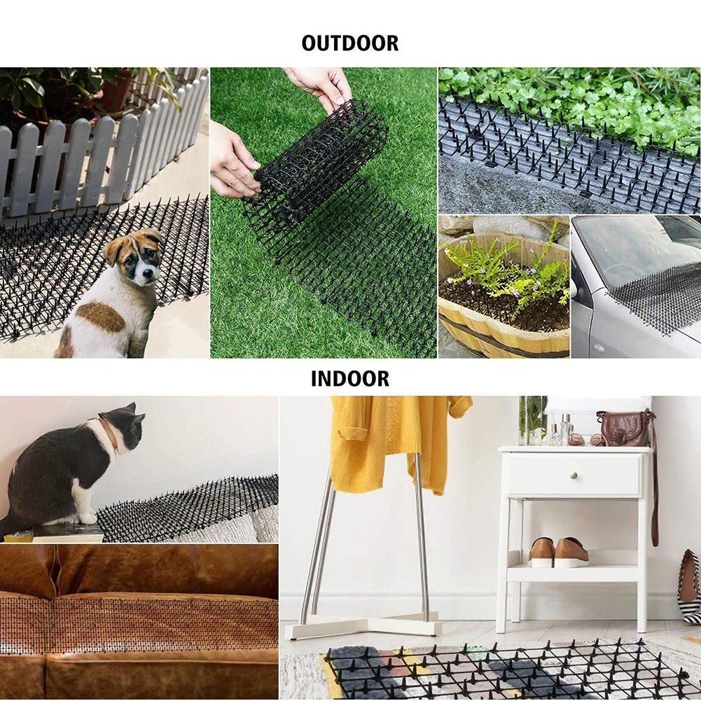 Tapete disuasorio de Gatos de 6.5 pies para Exteriores, Repelente de Gatos con Pinchos, Tiras de espinillas, de excavación de Red, tapete disuasorio de Picos para Exteriores, Picos de