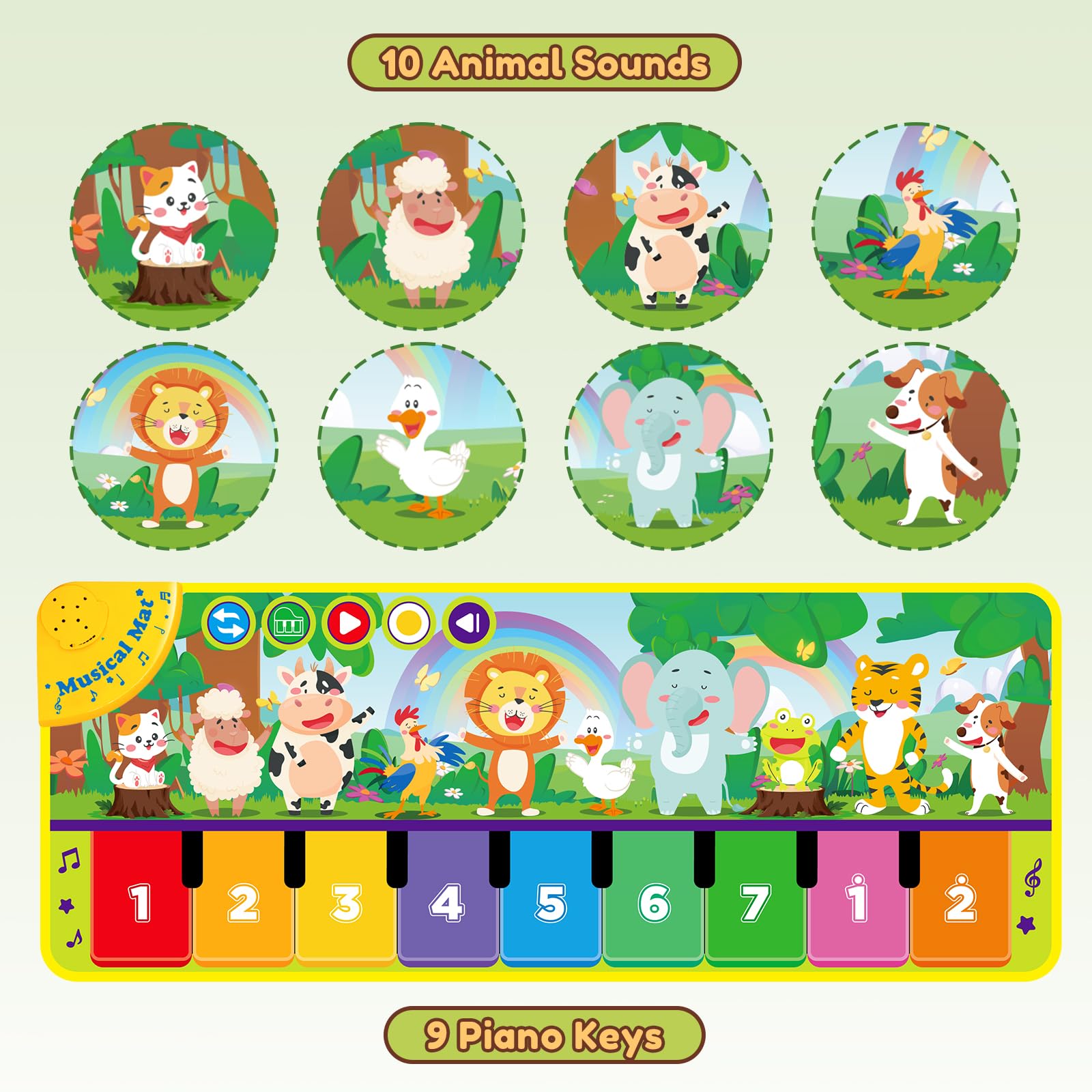 WEARXI Regalo Bambino 1 Anno Tappeto Musicale, Giochi Bambini 1 Anno, Gioco Bambino, Regalo Bimba, Giocattoli Bambino, Giochi Bimba, Regalo Bimbo, Regalo Bambina per Bambini e Bambine da 1 a 5 Anni
