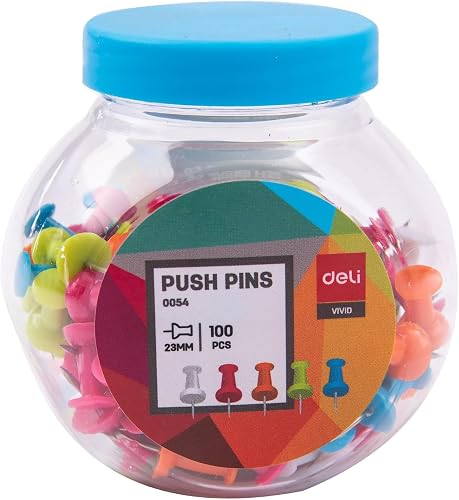 Deli Steel Tube Push Pins, 23 mm Size