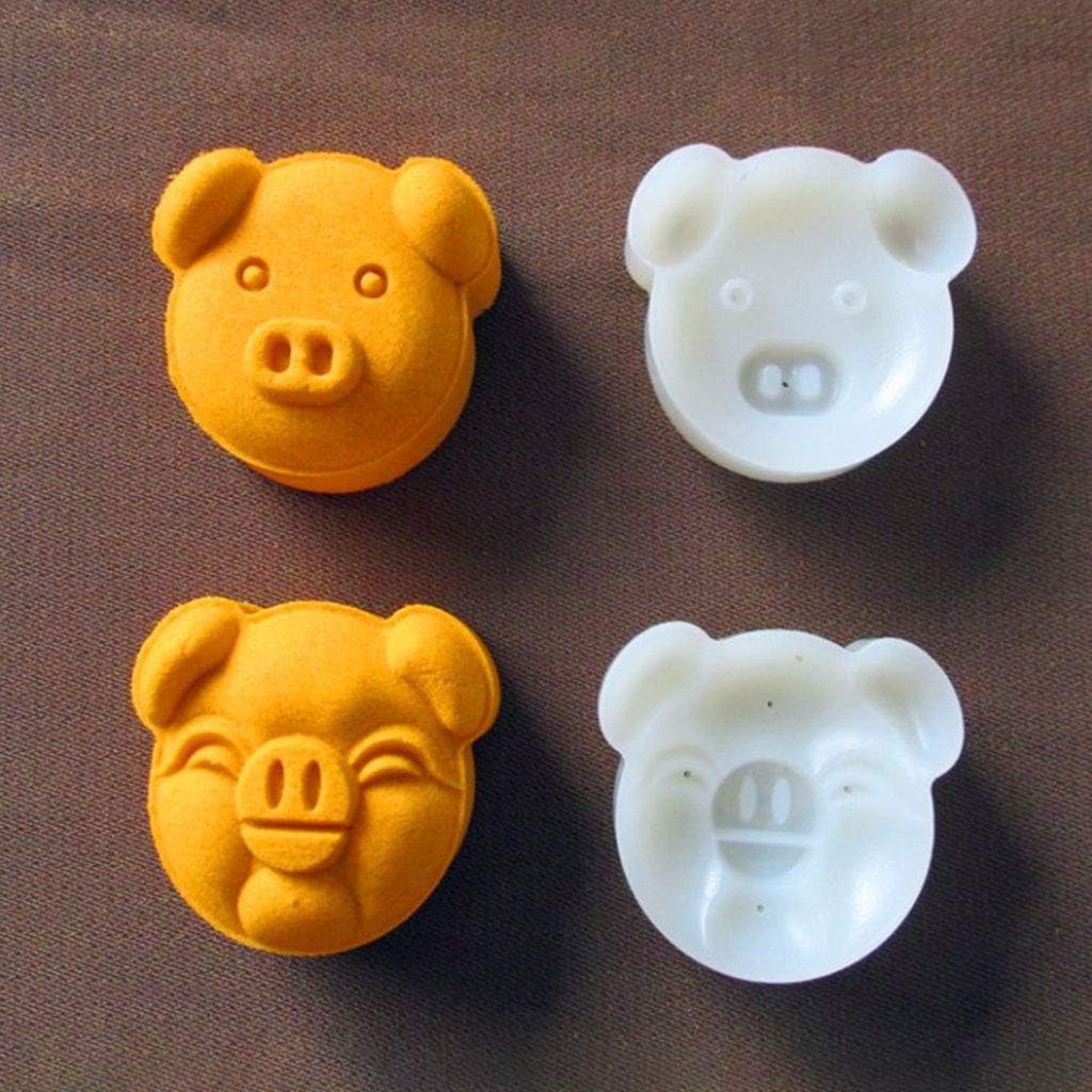 Plastic Mooncake Mold Pig Face Stamp Cookie Cutter Mold Hand Pressure Baking Accessories Mid-Autumn Festival Mooncake Mold 100g 75g 125g
