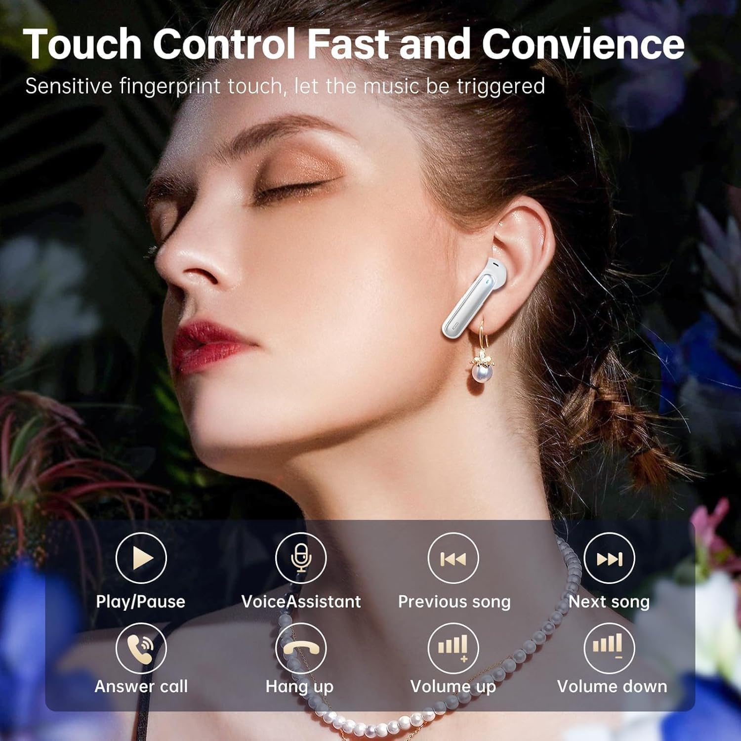 Auriculares inalámbricos A10 Pro, auriculares Bluetooth 5.3 con sonido estéreo Hi-Fi, 50 horas de autonomía, pantalla LED digital y cancelación de ruido activa (ENC), resistentes al agua (IPX7)