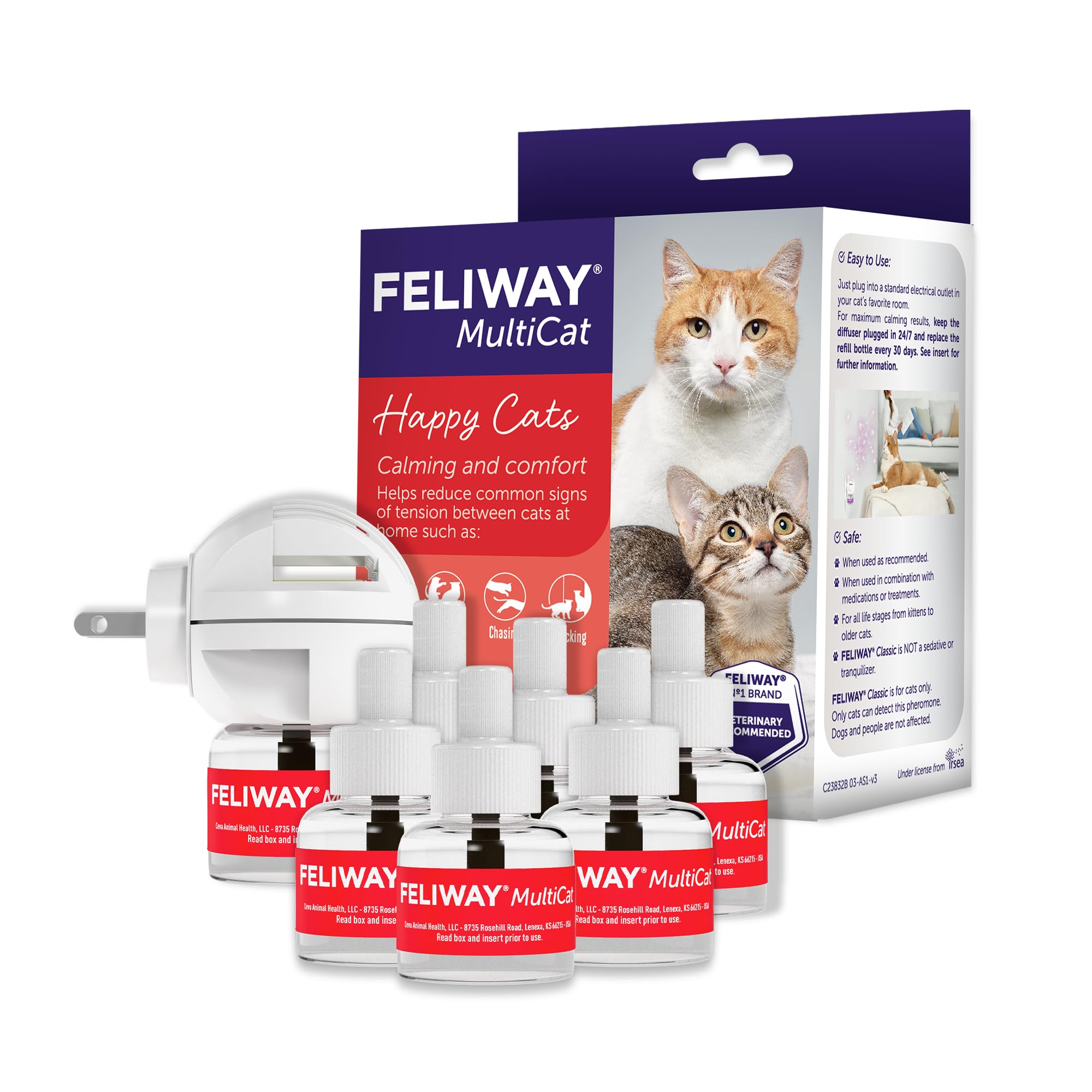 FELIWAY MultiCat Calming Pheromone Diffuser: 1 Diffuser Kit & 6 Refills