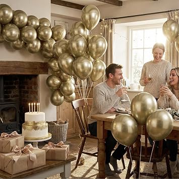 Gold Metallic Balloons Pack of 50 10 Gold Latex Balloons