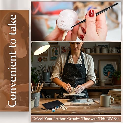 Miniatura 3 de Motionchic 31 herramientas de escultura de arcilla polimérica de cerámica, horno horneado, arcilla de cerámica, 5 piezas de arcilla seca al aire, no