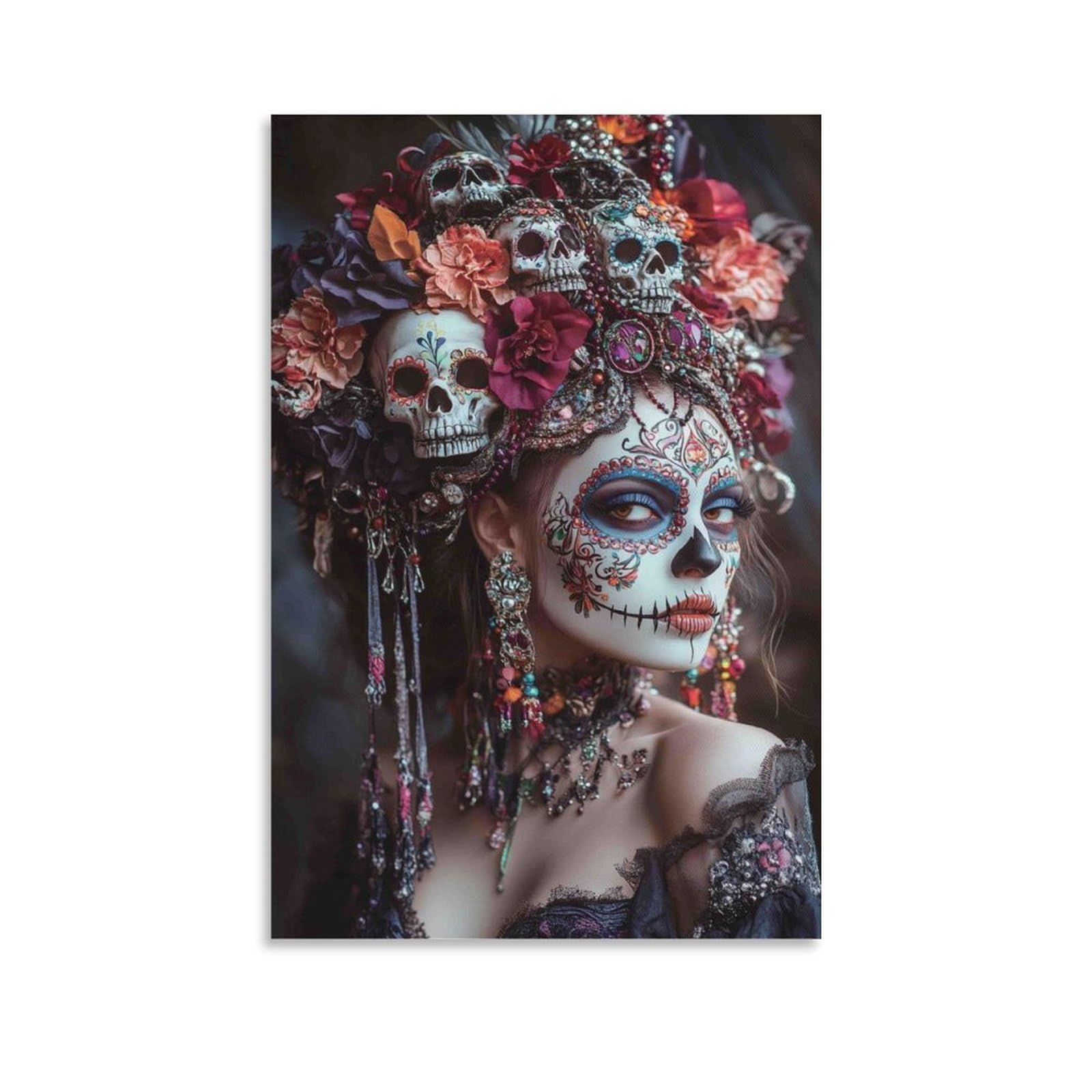 DHBANEIOK Day of Dead Costume Wall Decor Poster Canvas Prints Picture Modern Canvas Wall Art Picture Wall Hanging for Home Decorations 12x18inch(30x45cm)