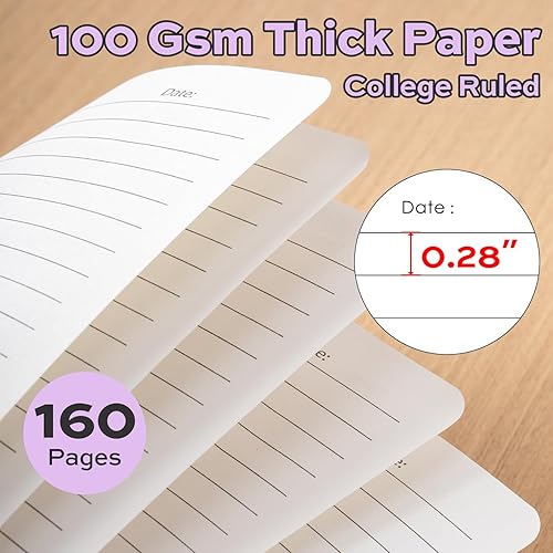 Miniatura 4 de deli Cuaderno de diario en espiral forrado lavanda, 160 páginas, A5 (5.5 x 8 pulgadas), cuaderno de escritura de tapa dura, diario encuadernado en