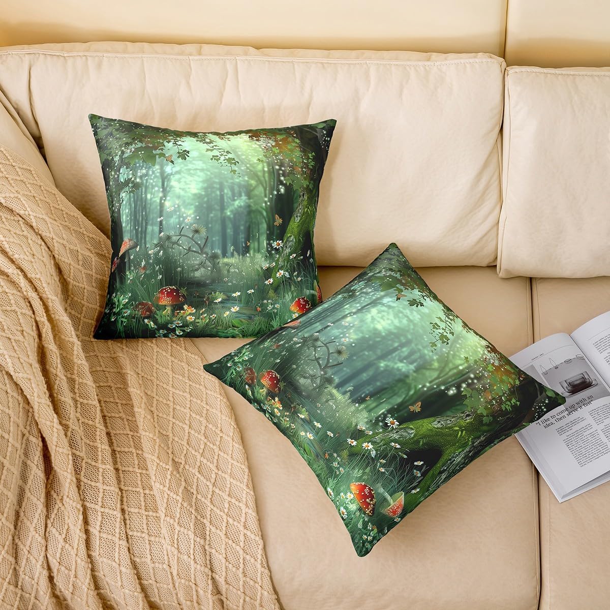 Ocean Beach Throw Pillow Covers for Sofa Bed Couch, Blue Beach Pillow Covers 22x22 Inch Set of 2, Coastal Nature Theme Cushion Cases for Sofa Bed, Seashell Ocean Wave Decorative Pillow Covers, Teal