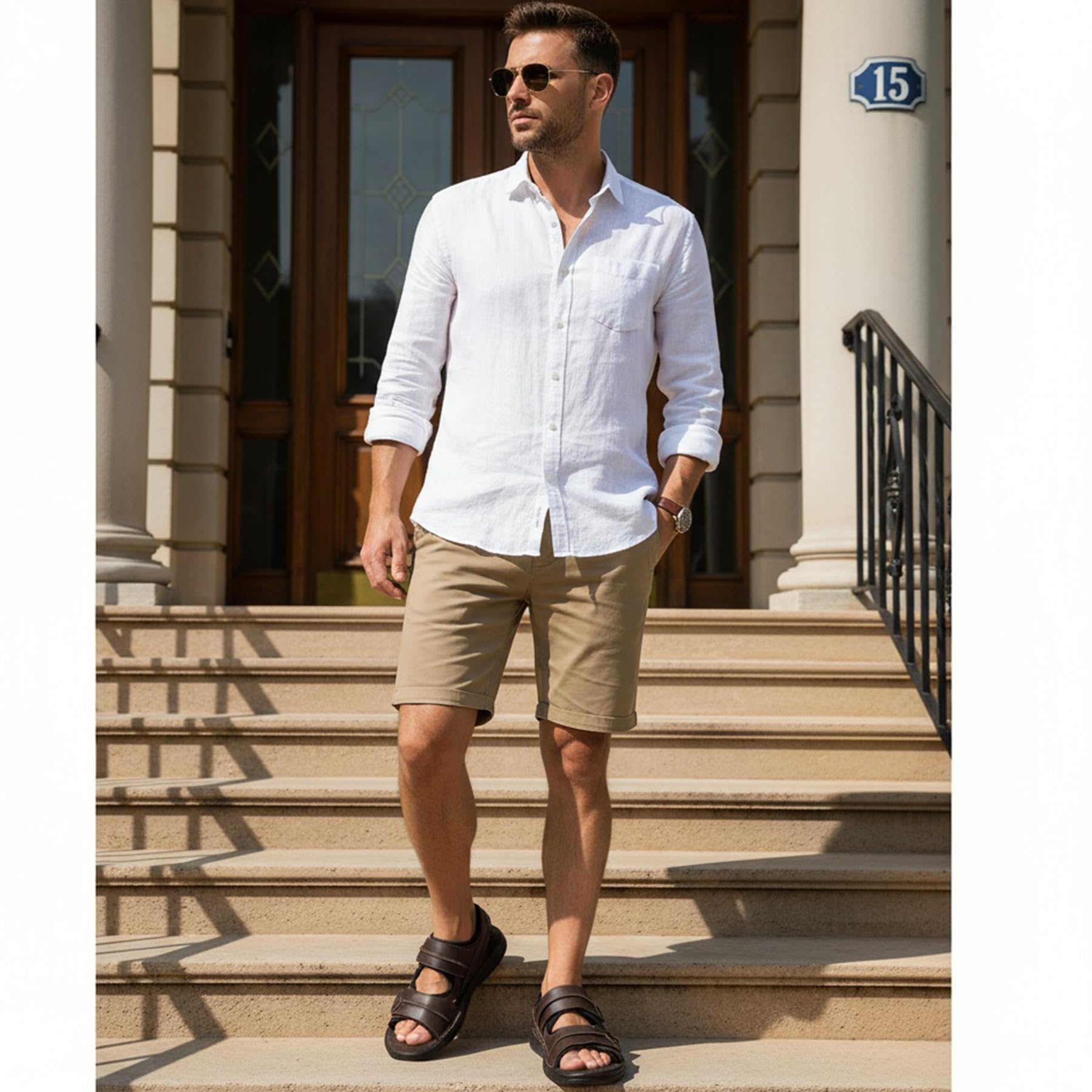 riemot Sandalias de hombre de piel para verano, playa, trekking, para hombre, deportes al aire libre, con cierre de velcro, sandalias de piel para playa EU42-47