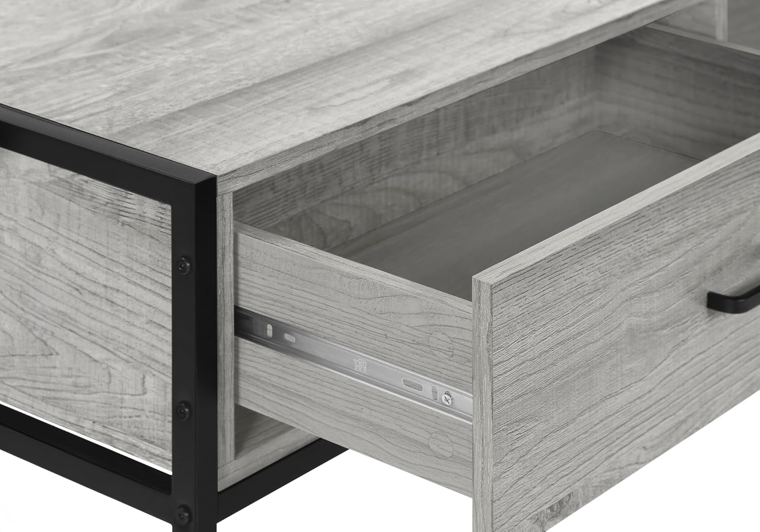 Monarch Specialties 2875 Tv Stand, 48 Inch, Console, Media Entertainment Center, Storage Drawer, Living Room, Bedroom, Laminate, Metal, Grey, Black Stand-48, 47.25" L x 15.75" W x 19.75" H