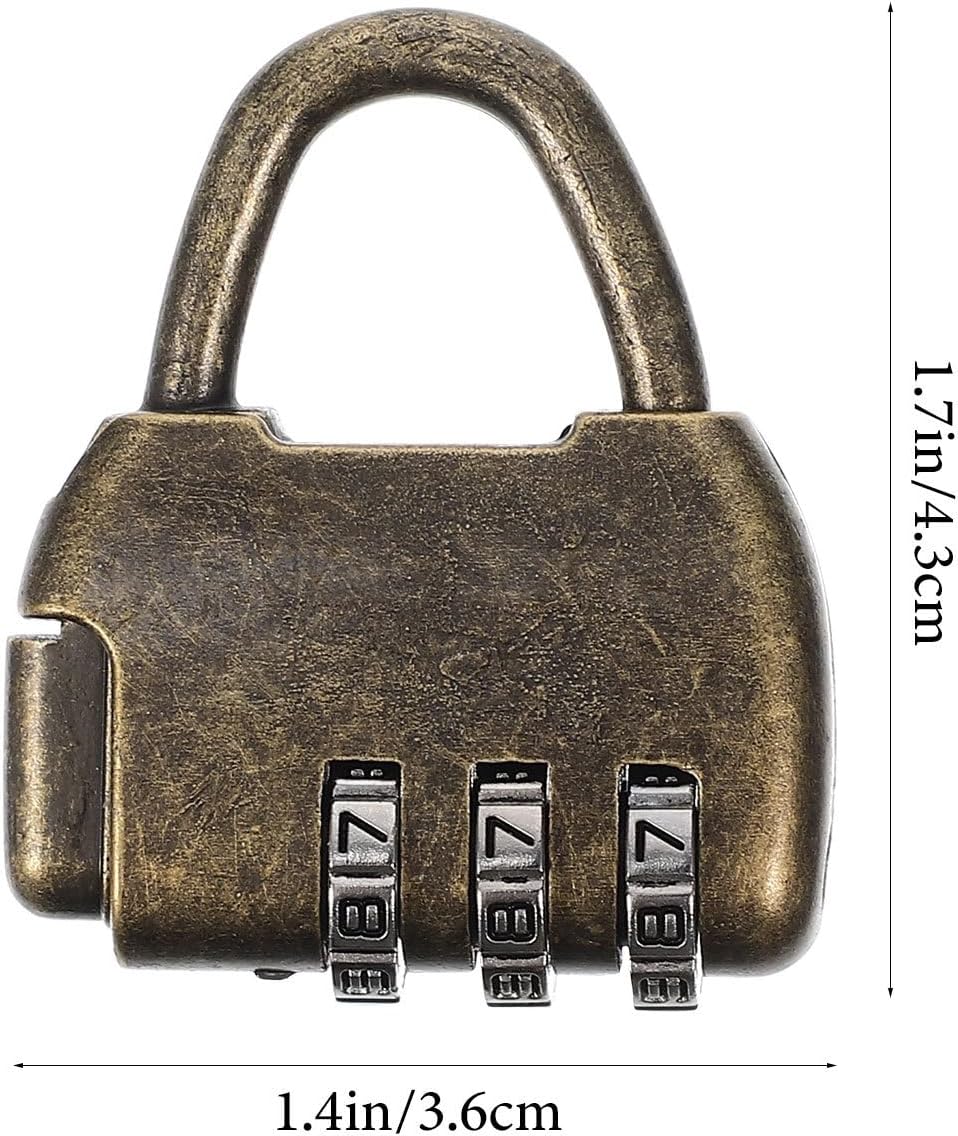 4pcs Vintage Antique Combination Lock Set, Classic Digit Combination Padlocks for Cabinet and Box Security, Retro Style Wooden Box Lock Accessories for Home and Office Use
