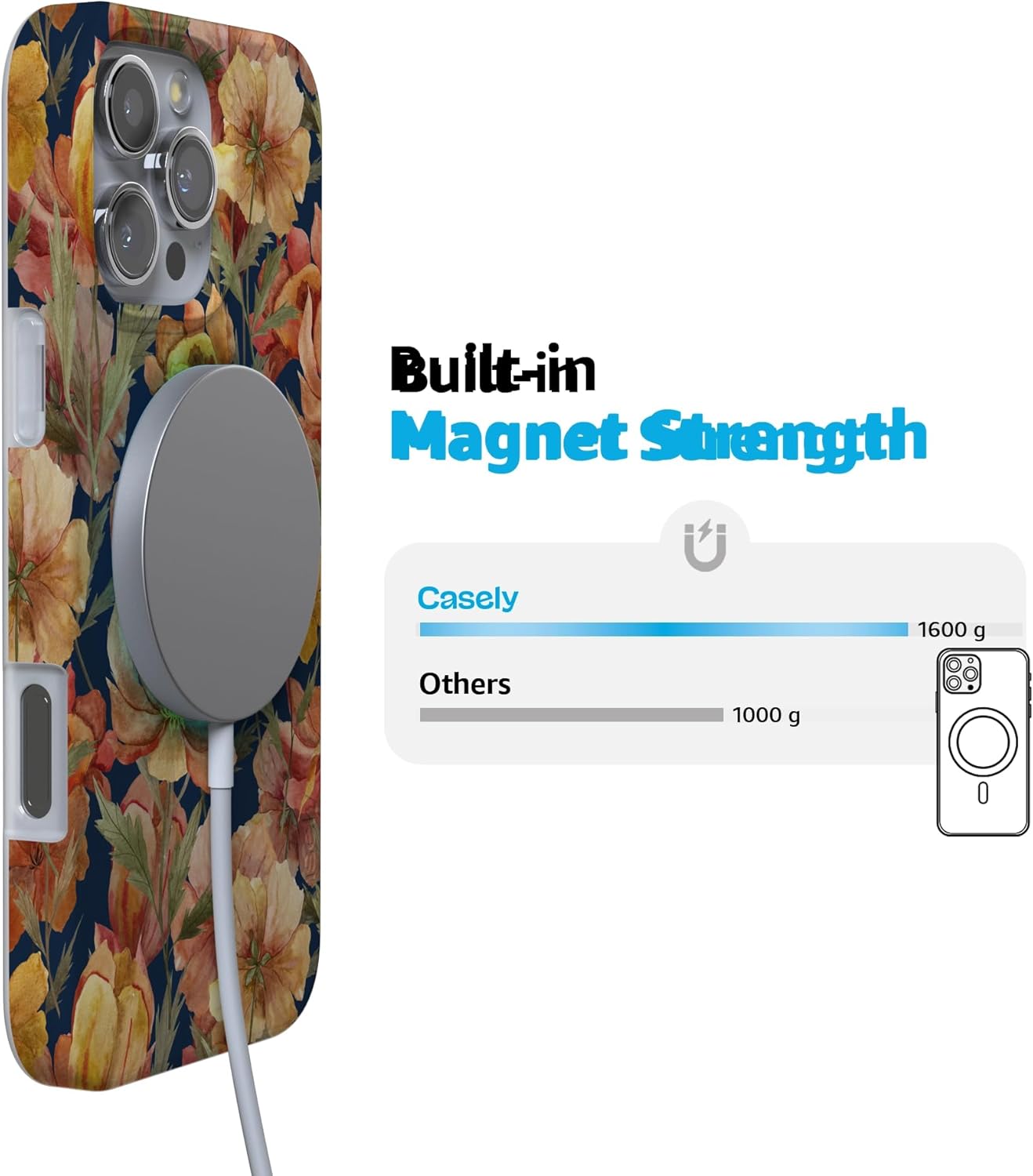 Casely iPhone 16 Pro Max Case | Fallen Gold | Antique Floral | Compatible with MagSafe | Classic Ultra Slim Design