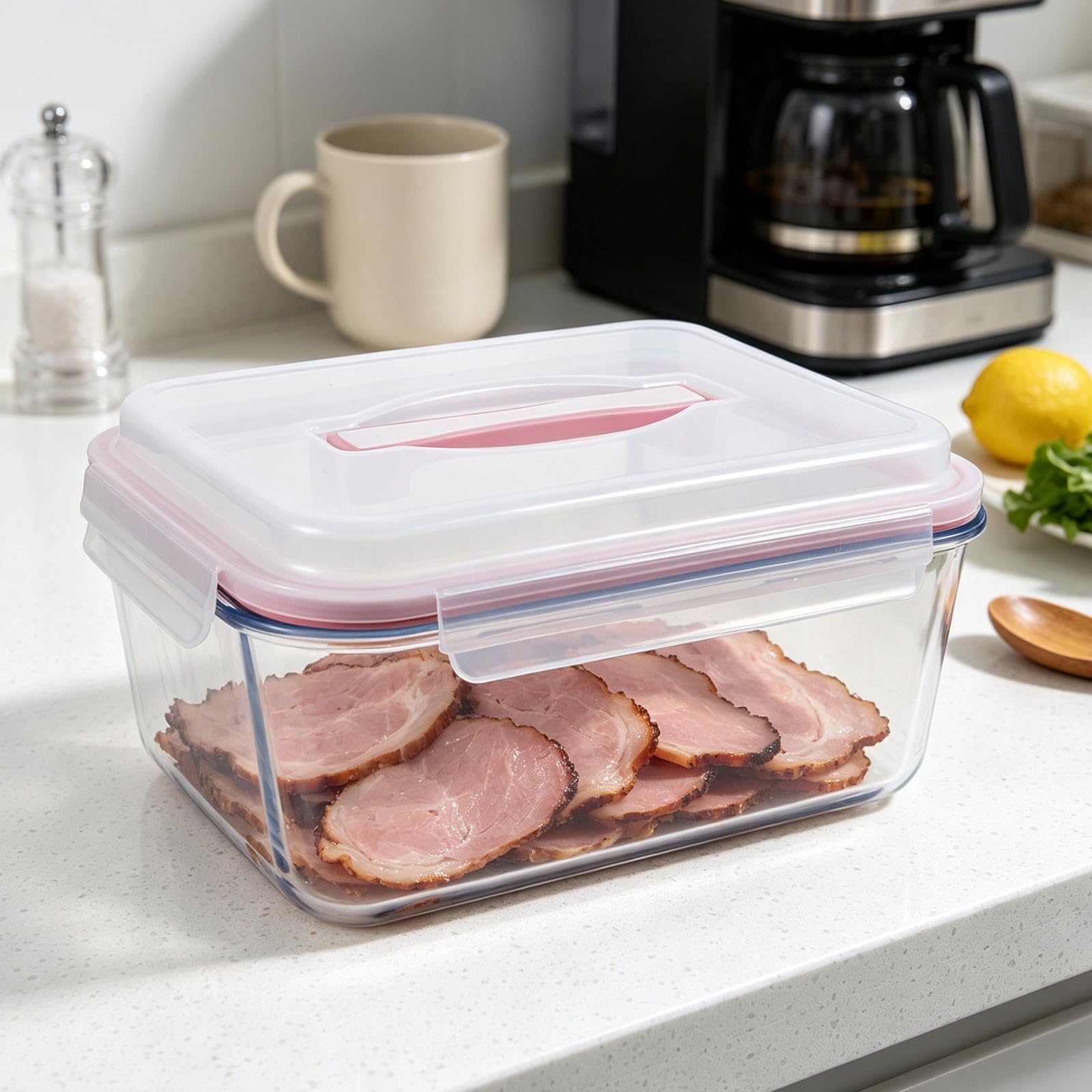 OUNONA Recipiente de vidrio hermético para almacenar alimentos con tapa,
