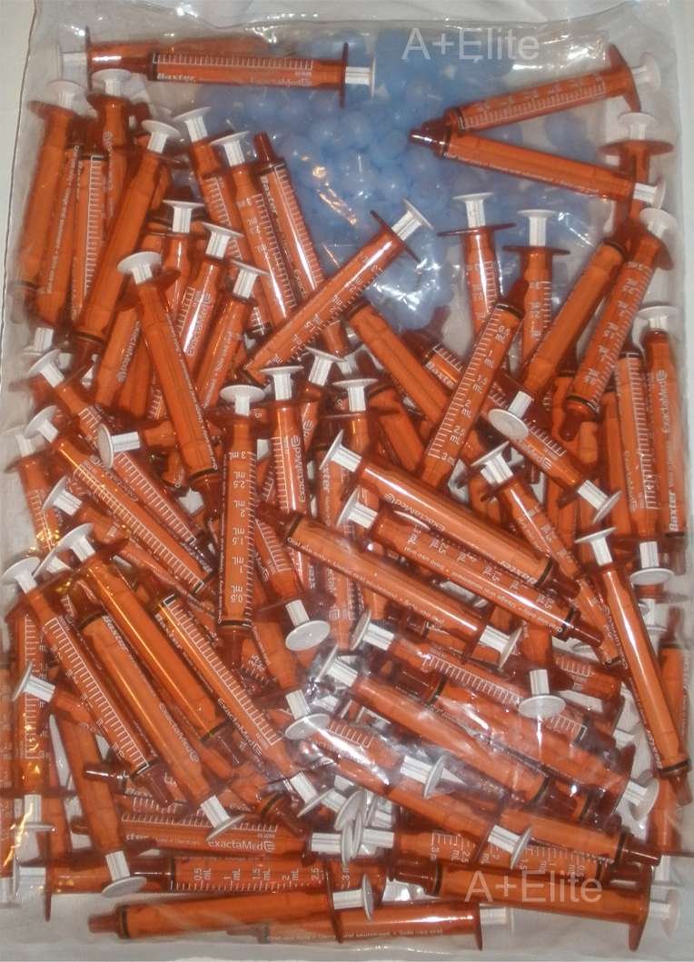 BAXA ExactaMed Oral Liquid Medication Syringe 3cc/3mL 100/PK Amber