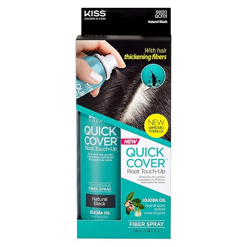 Kiss Quick Cover Root Touch Up Thickening Fiber Spray 3.38oz, Natural Black