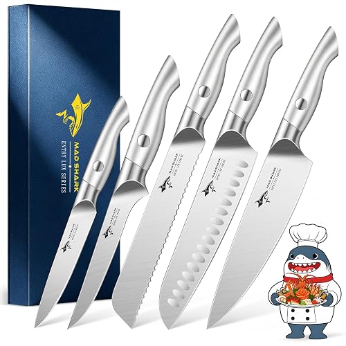 MAD SHARK Kitchen Knife Set,5PCS High Carbon Stainless Steel Chef