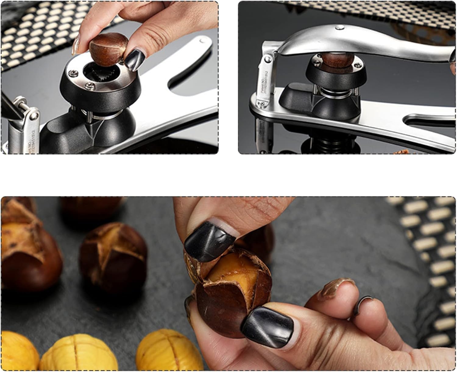 Pince à Châtaignes En Acier Inoxydable 304 - Ouvre Noix Marrons Amandes - Ergonomique Argent